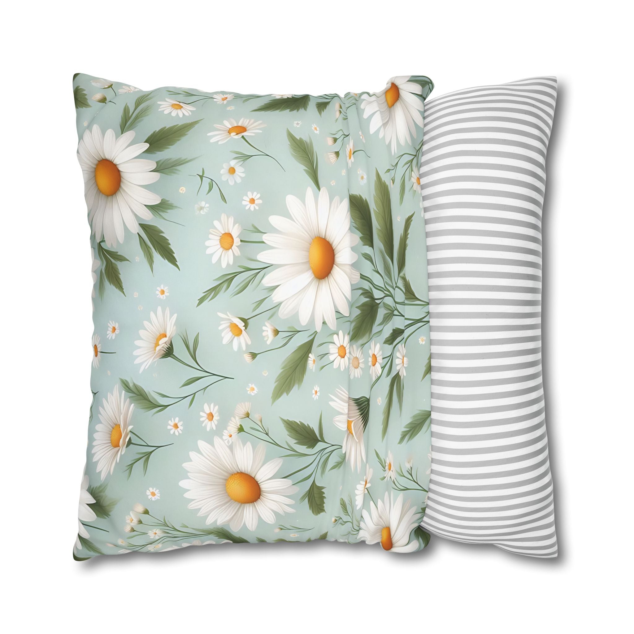 Daisy Floral Pillowcase - Teal & White