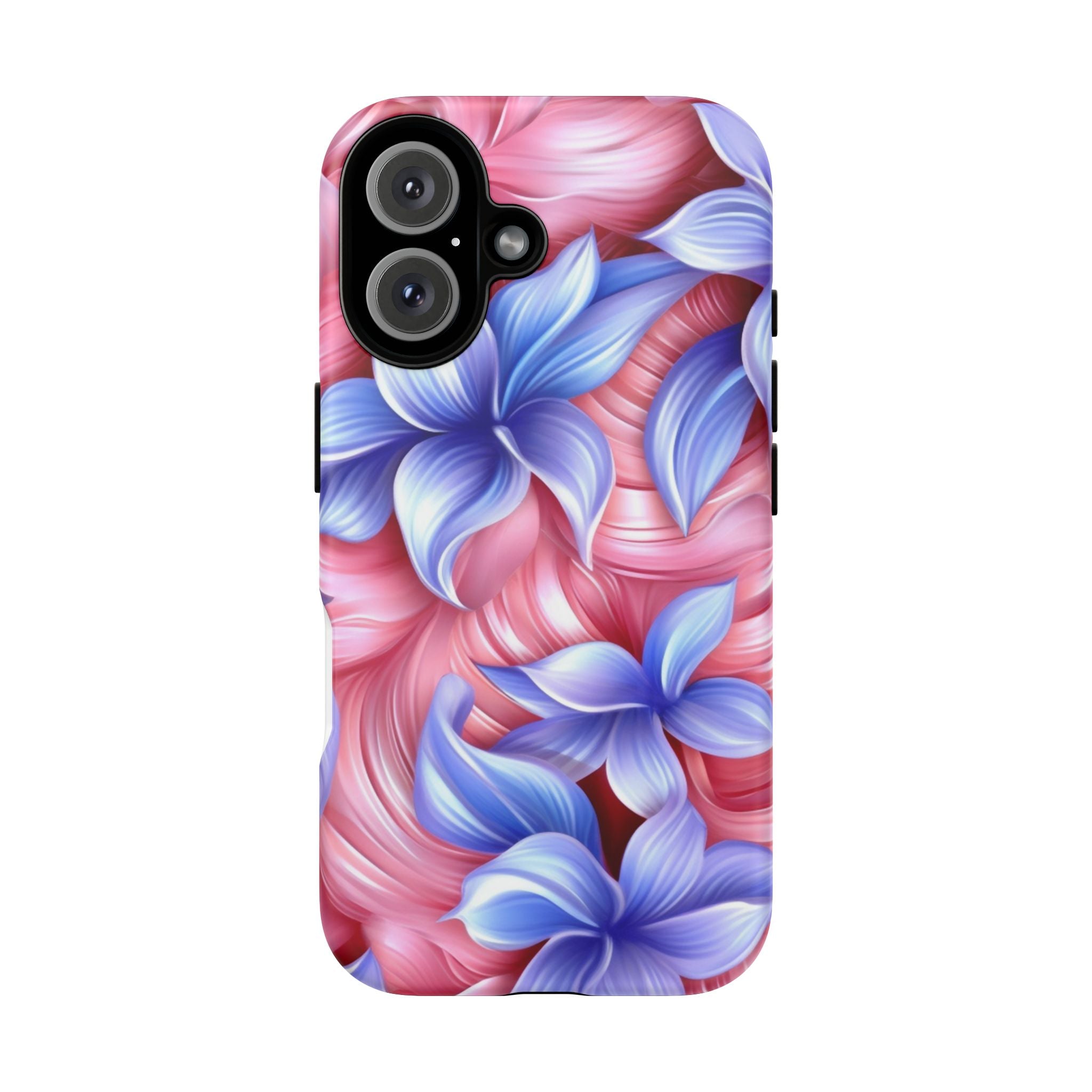 Dreamy Pink & Blue Floral iPhone Case - Hexagon Stone