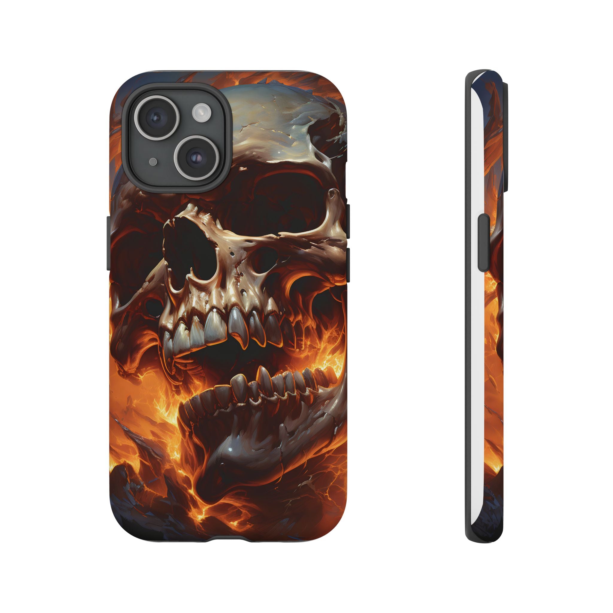 Fiery Skull Hexagon iPhone Case - Rugged