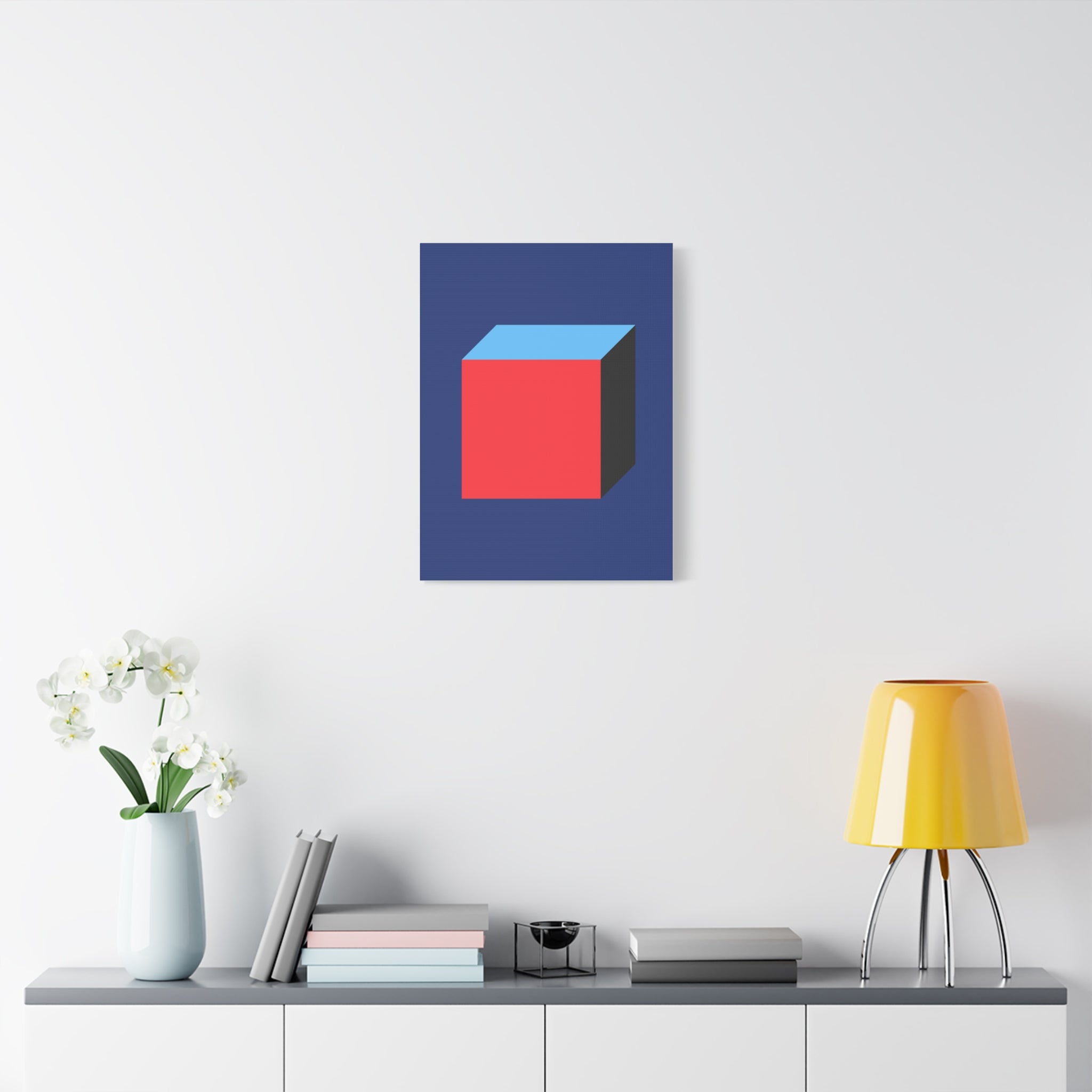 Abstract Red & Blue Cube Canvas Art