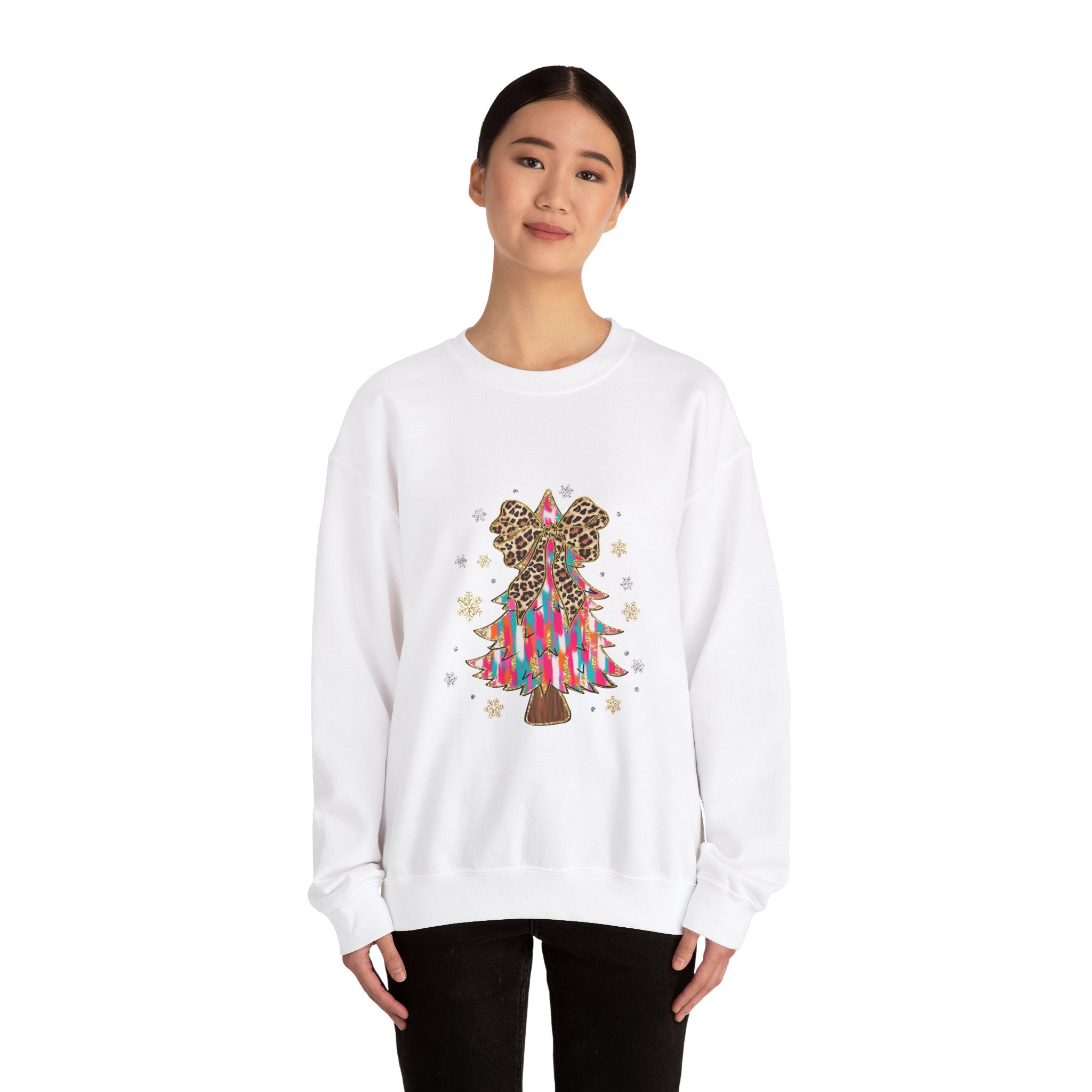 Tie-Dye Leopard Christmas Tree Sweatshirt