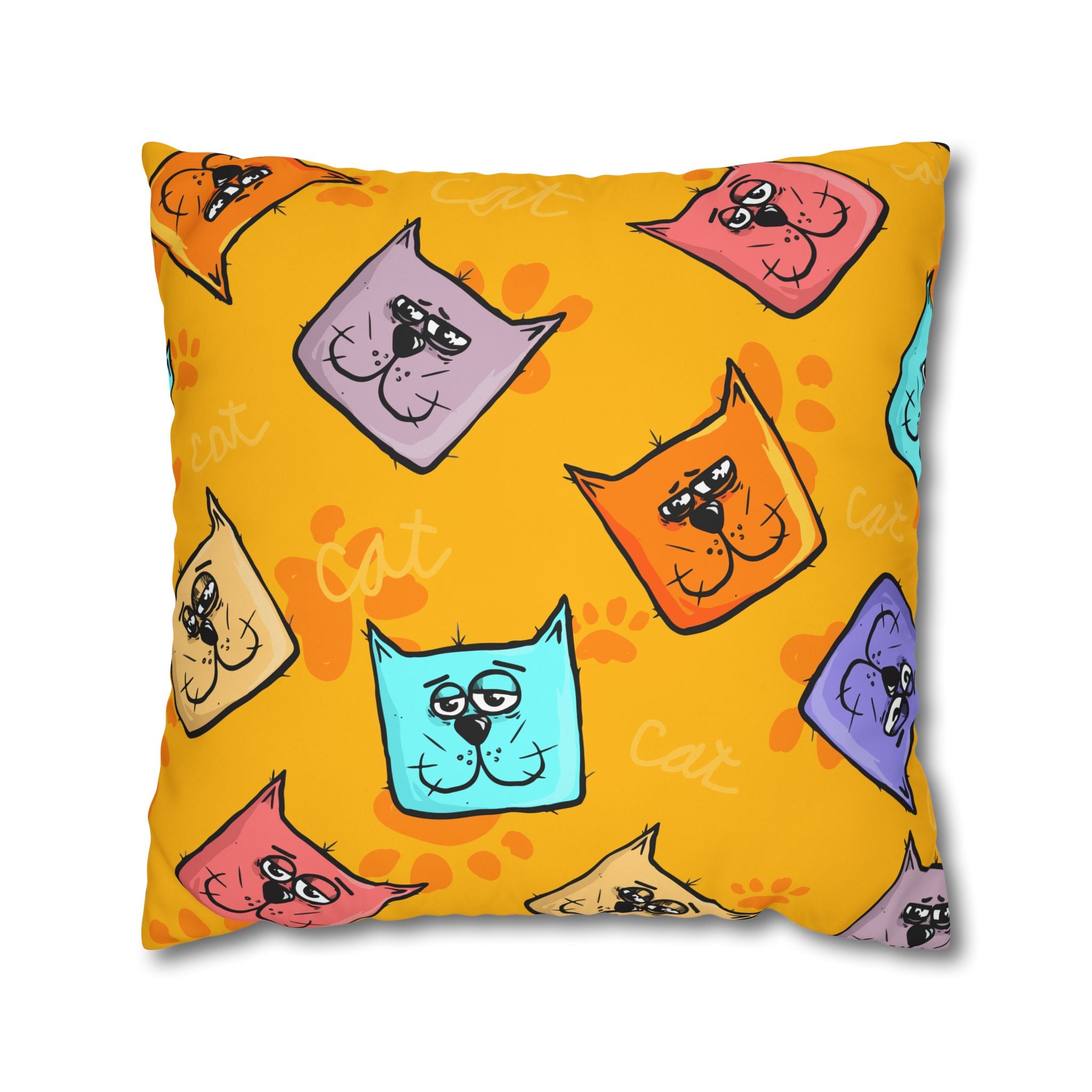 Pastel Cat Pillowcase - Gold Paw Print