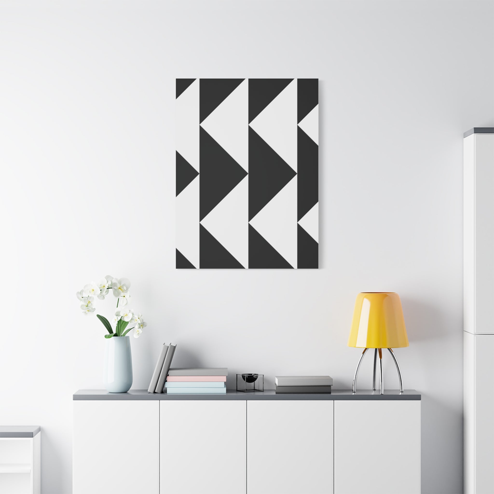 Black & White Triangle Geometric Canvas Art