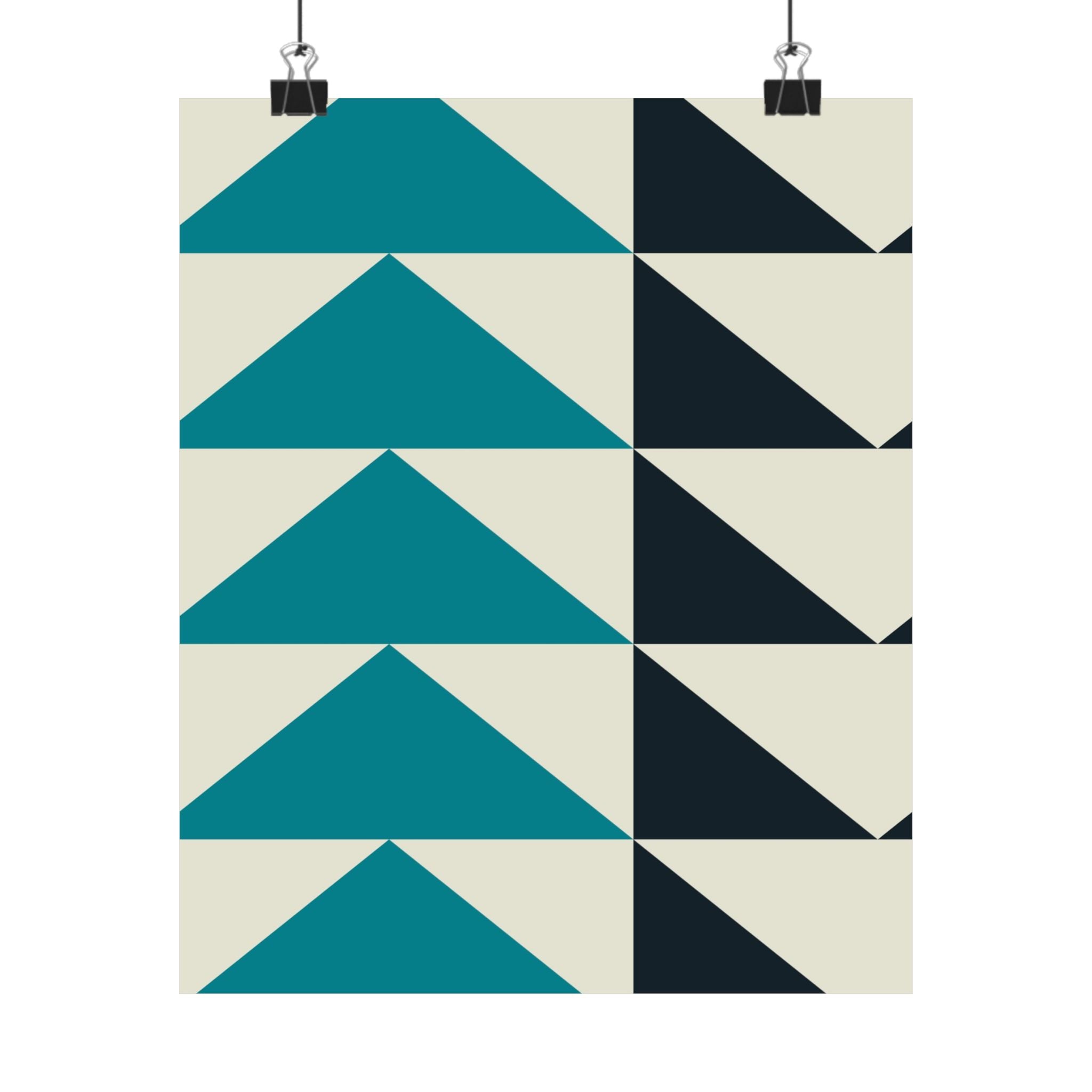 Geometric Teal & Black Triangle Poster