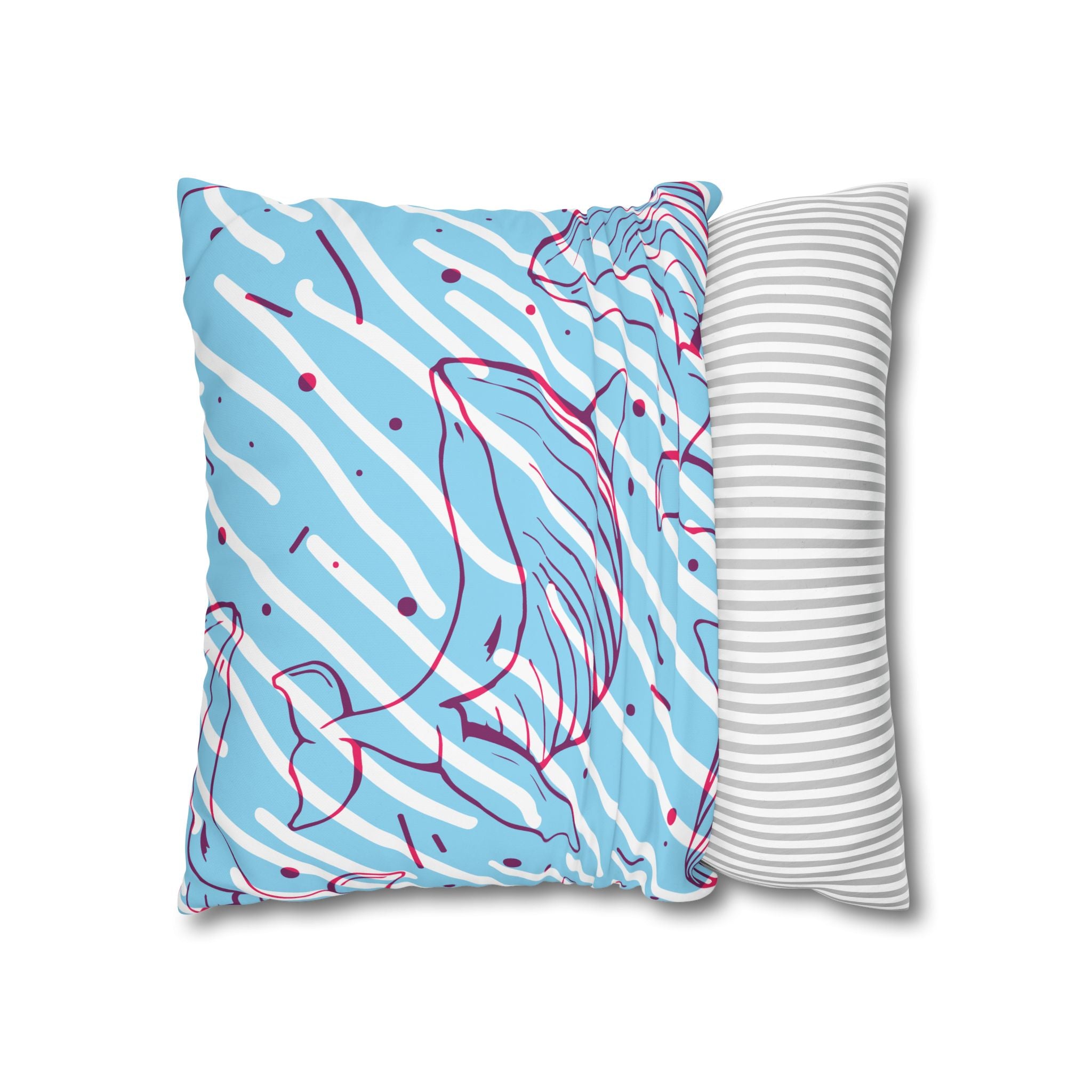 90s Whale Pillowcase - Pastel Blue