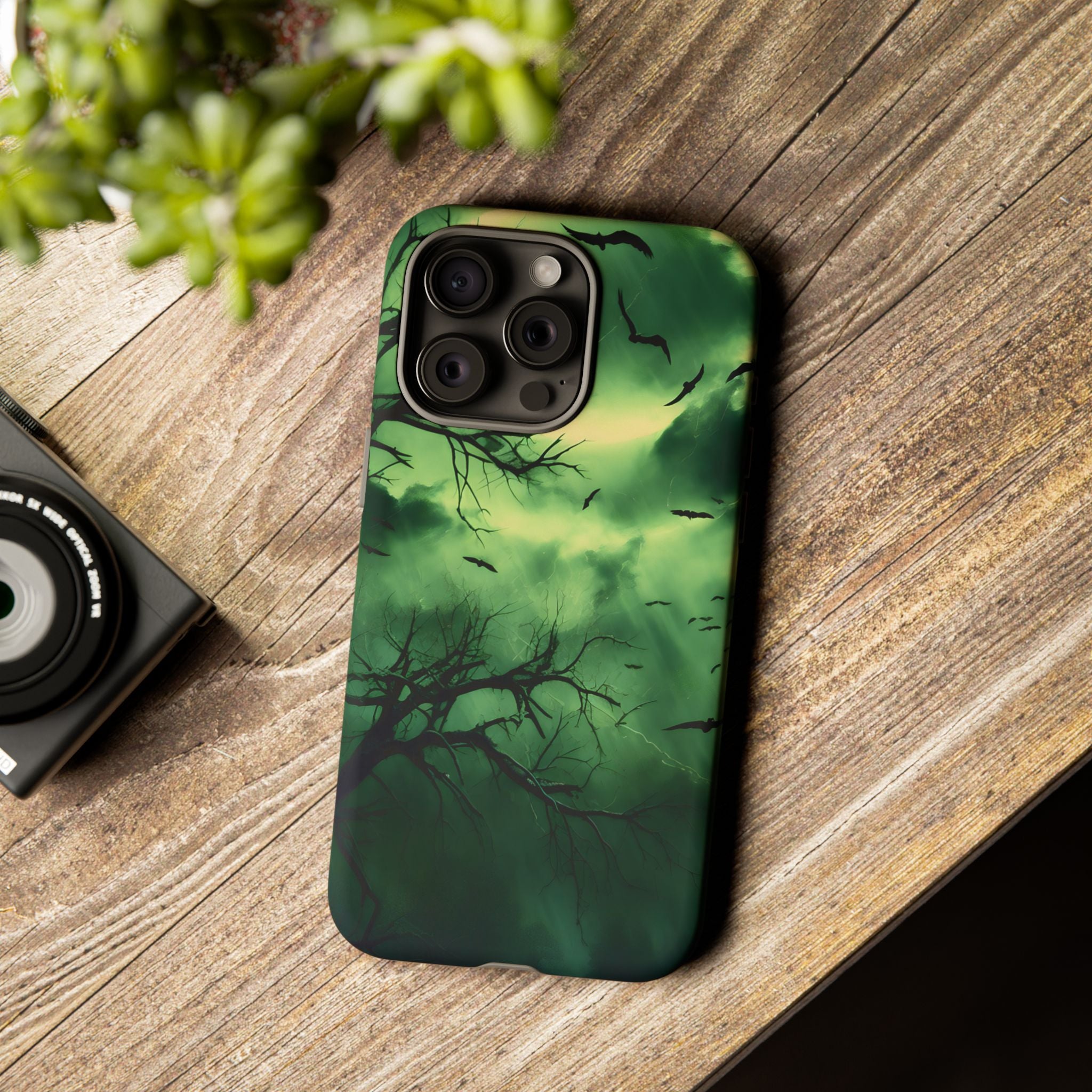 Gothic Green Forest iPhone Case - Hexagon Stone