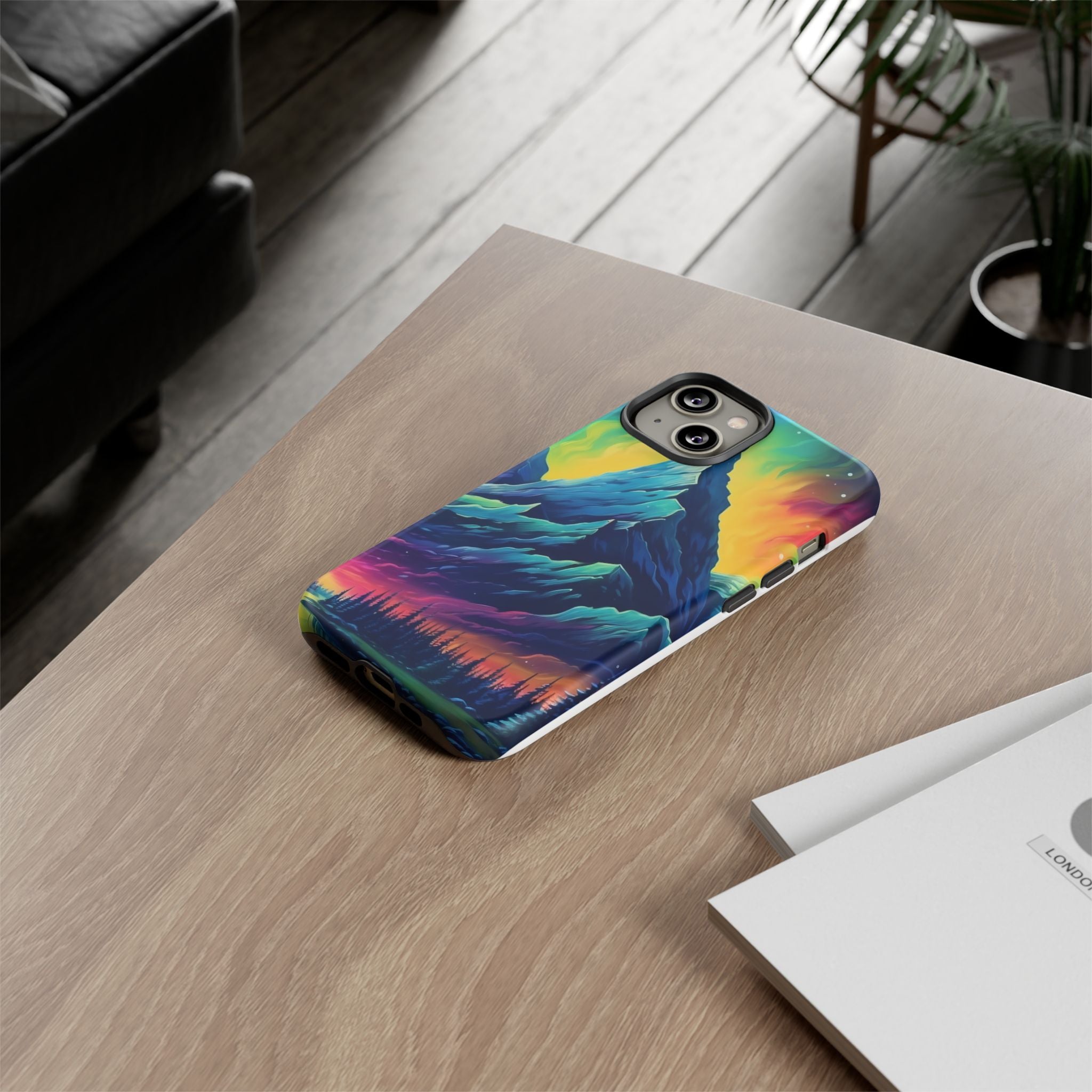 Aurora Mountain Hexagon iPhone Case