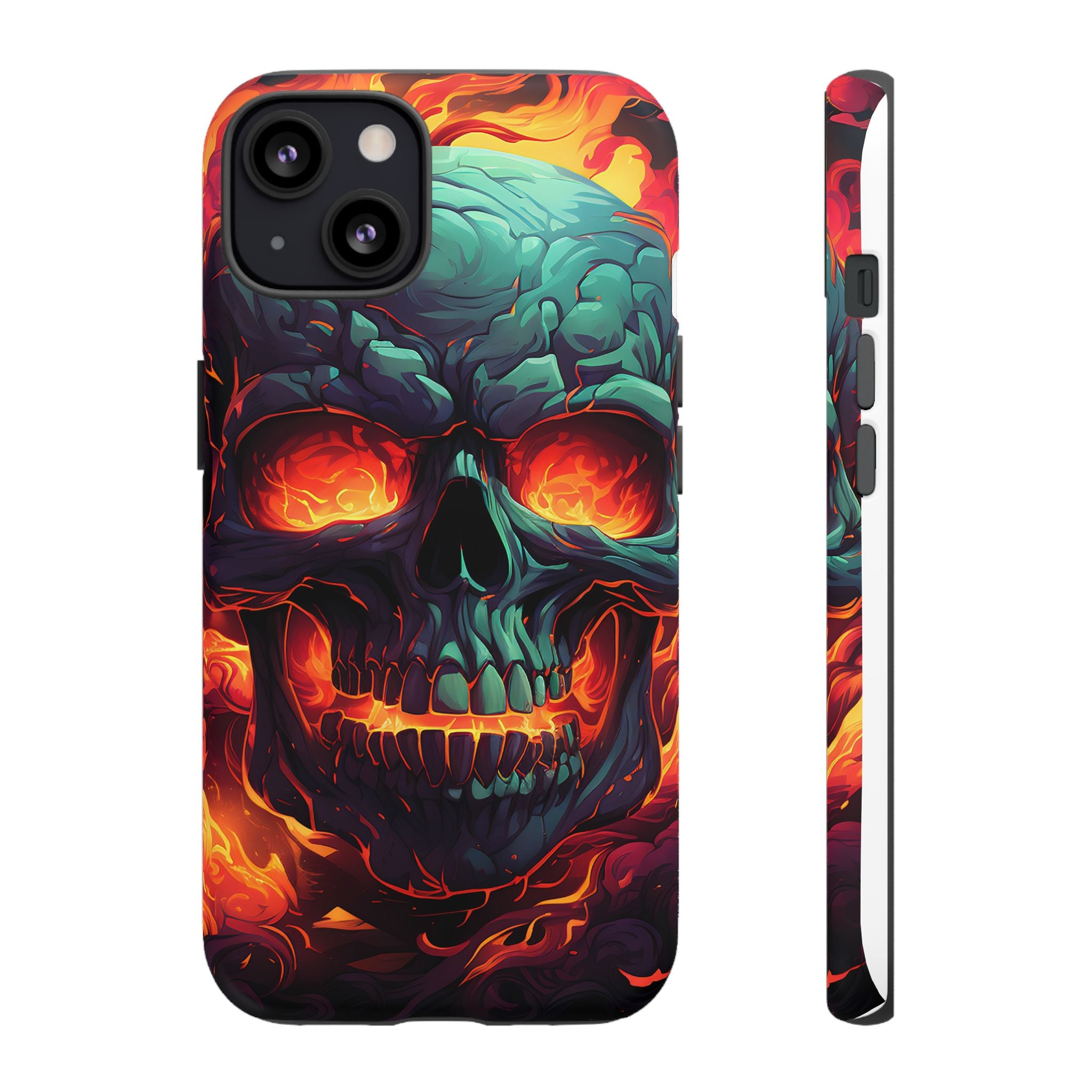 Fiery Skull Hexagon iPhone Case - Rugged