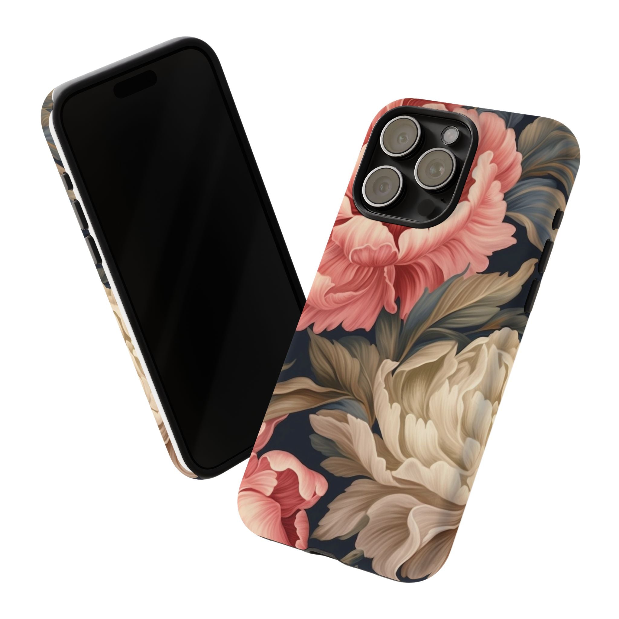 Blush Peony Floral iPhone Case - Hexagon Stone