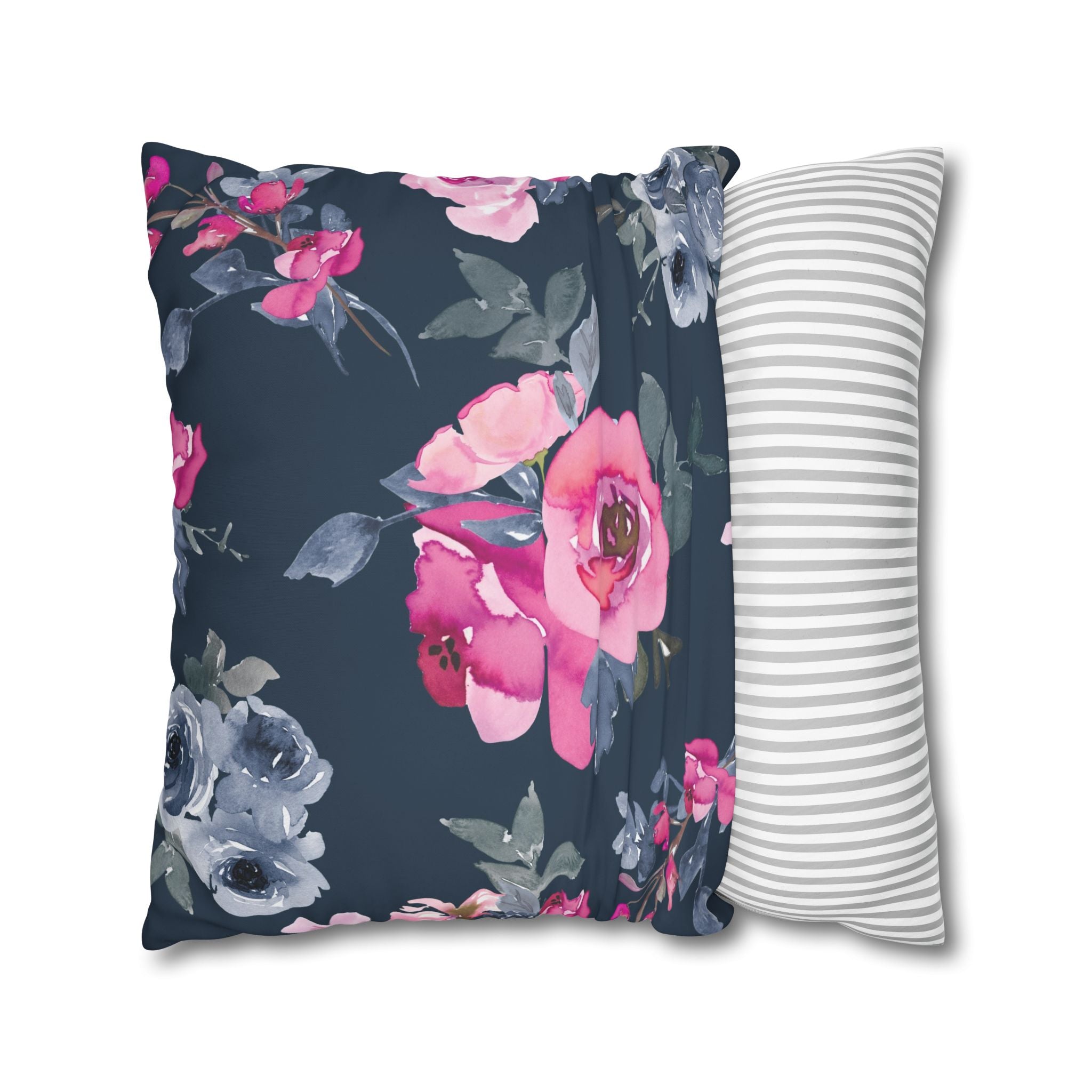 Teal Watercolor Floral Pillowcase