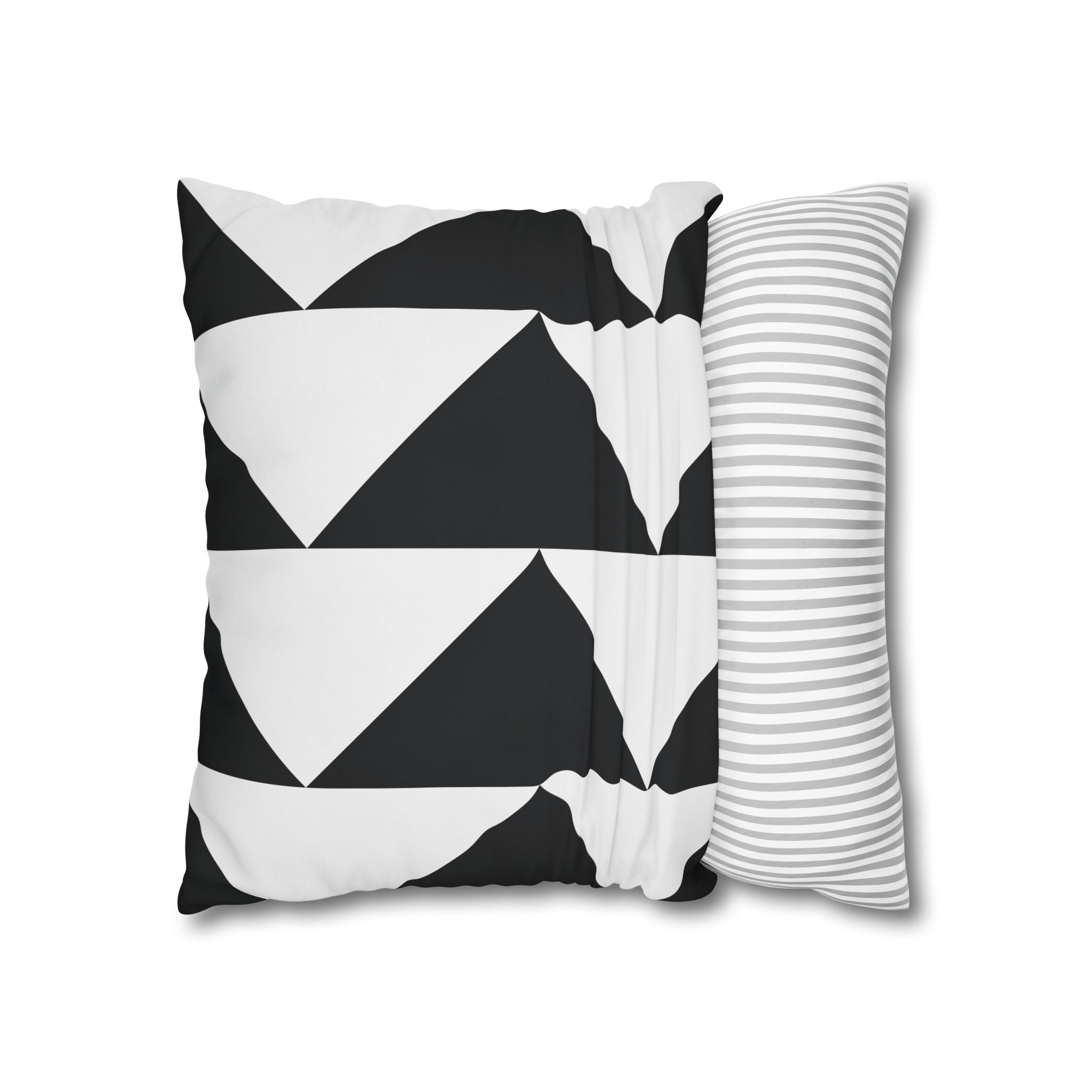 Geometric Triangle Pillowcase - Black & White