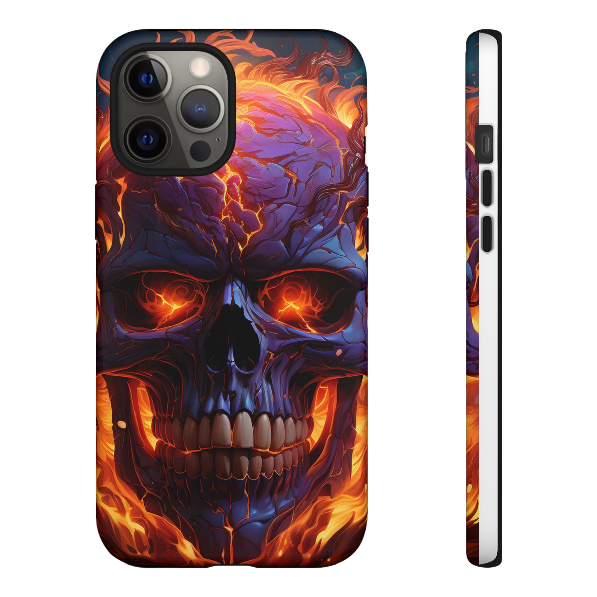 Fiery Skull Hexagon iPhone Case - Rugged Texture