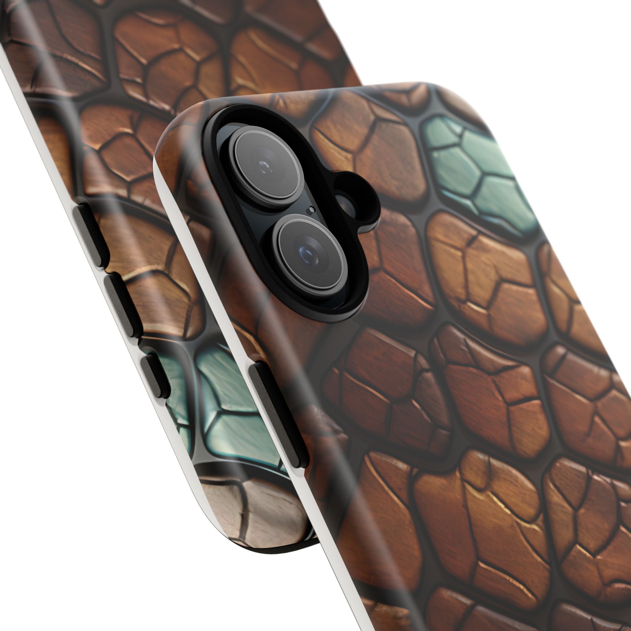 Mosaic Reptile iPhone Case - Teal & Brown