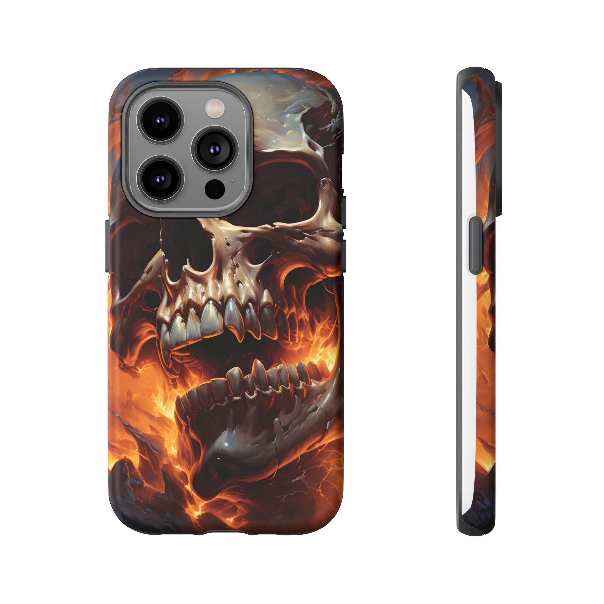 Fiery Skull Hexagon iPhone Case - Rugged