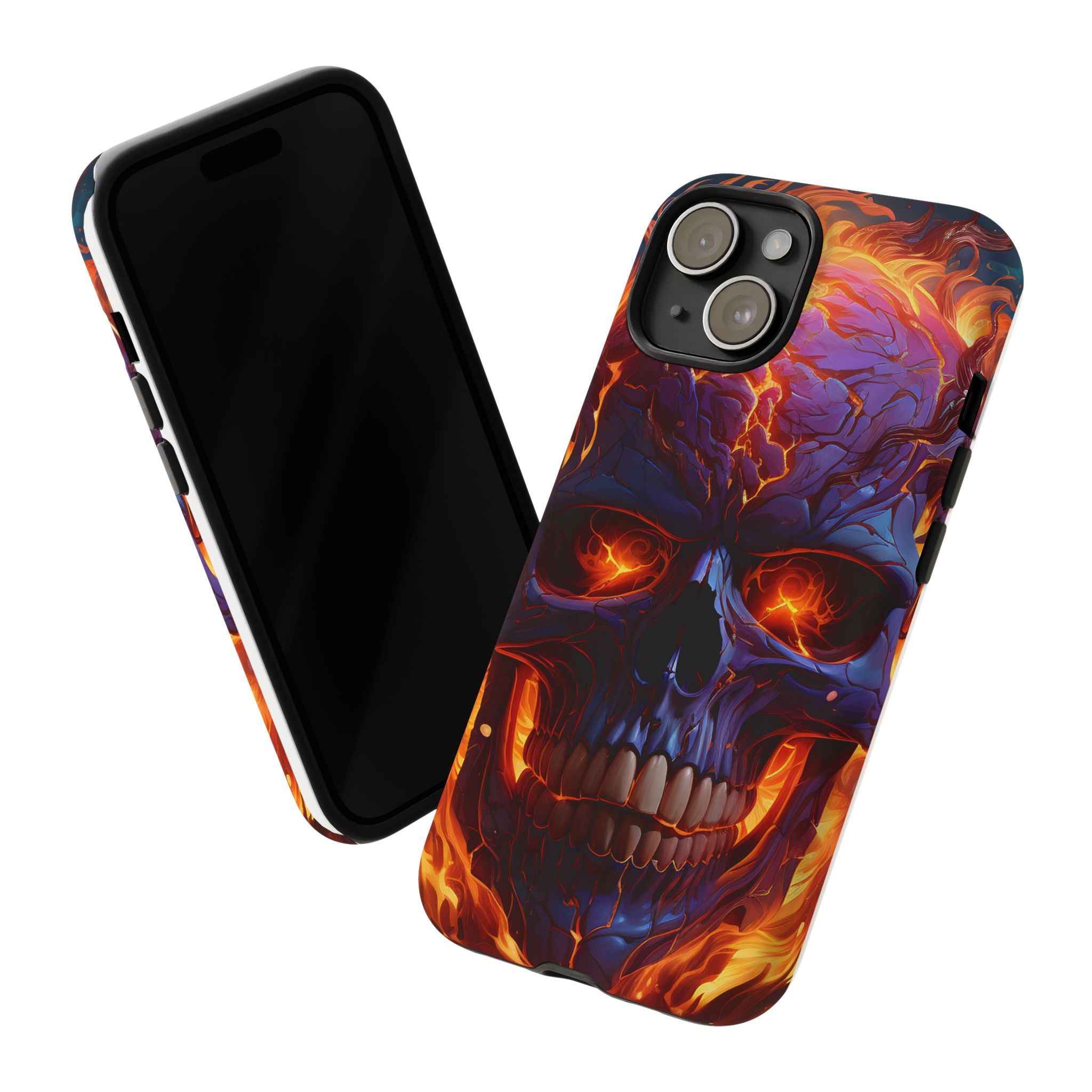 Fiery Skull Hexagon iPhone Case - Rugged Texture