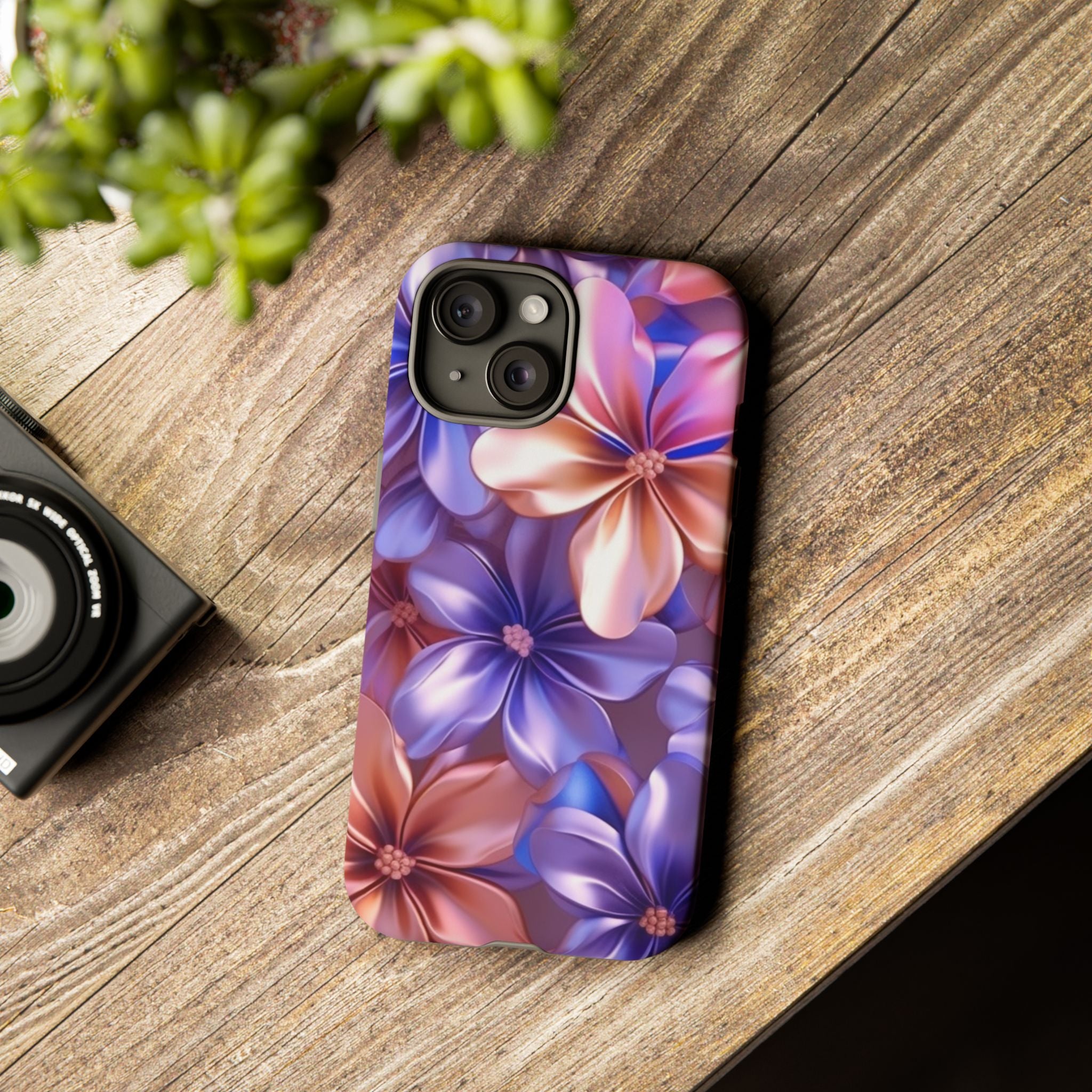 Metallic Flower iPhone Case - Rugged Hexagon Stone