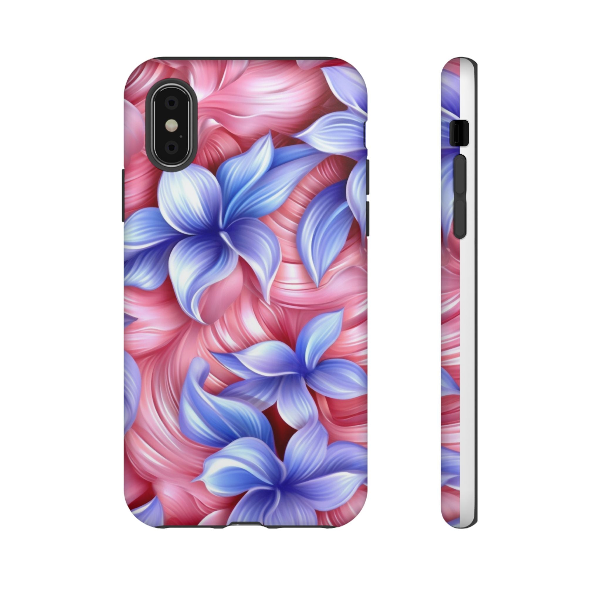 Dreamy Pink & Blue Floral iPhone Case - Hexagon Stone