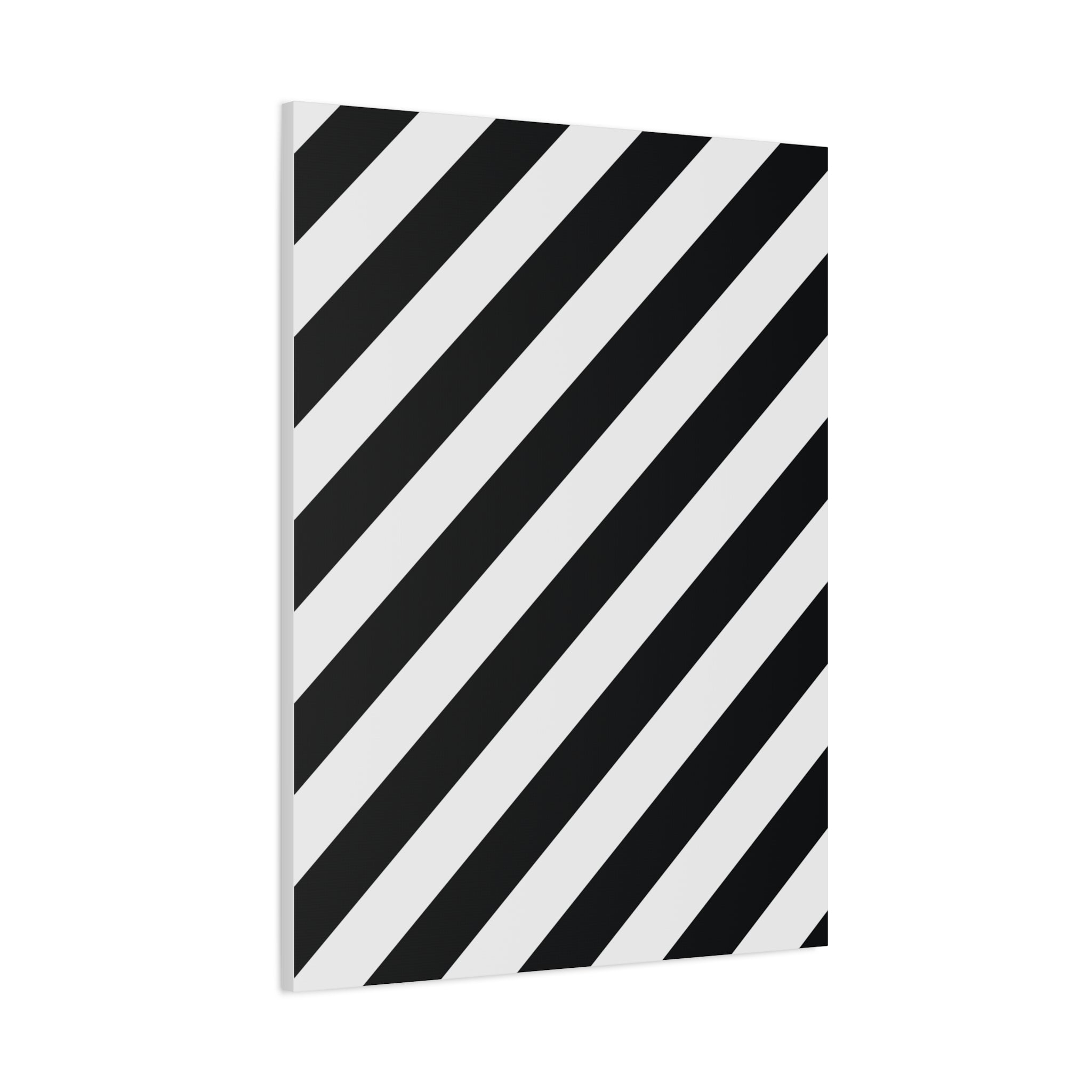 Modern Black & White Diagonal Stripe Canvas Art