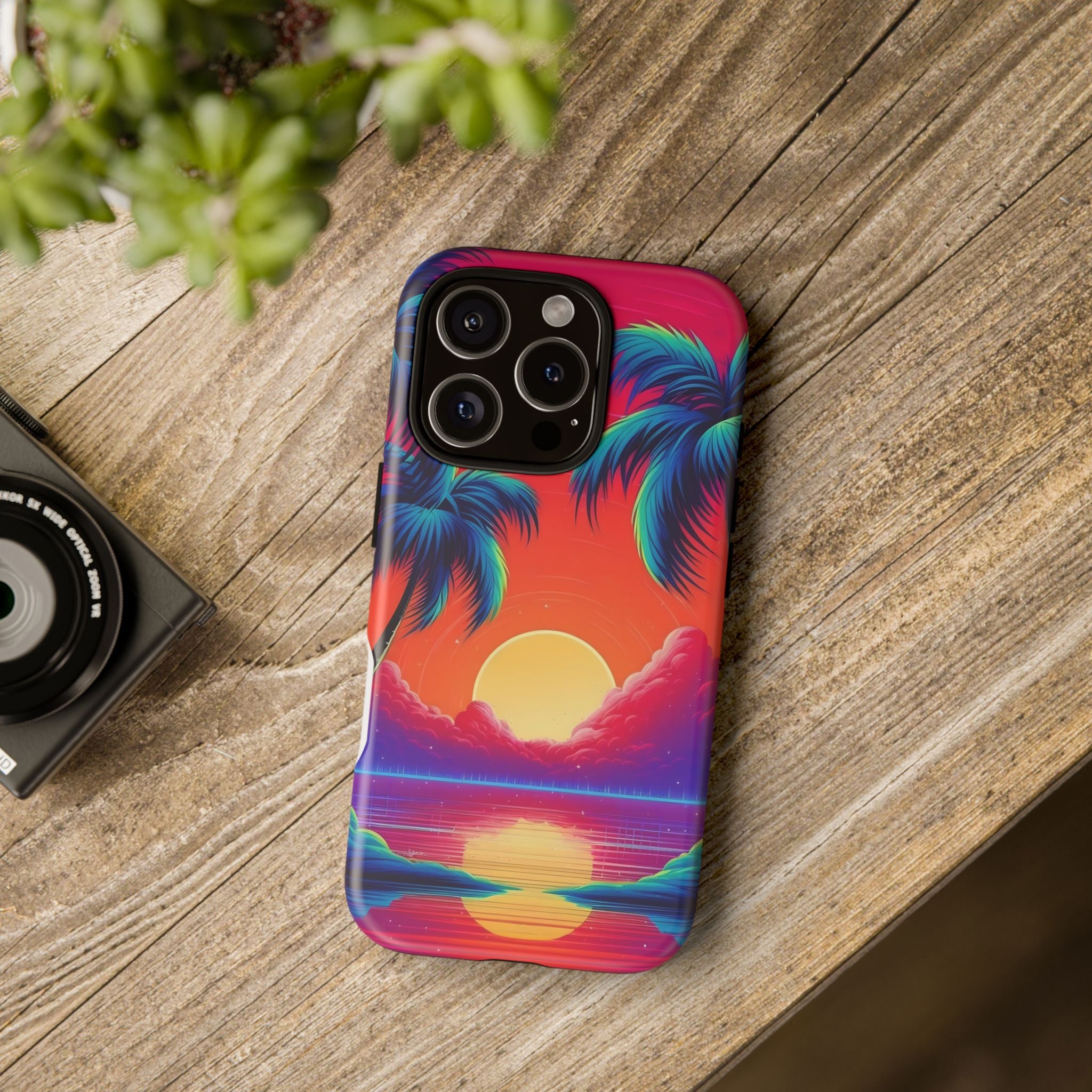 Sunset Palm Hexagon iPhone Case - Rugged