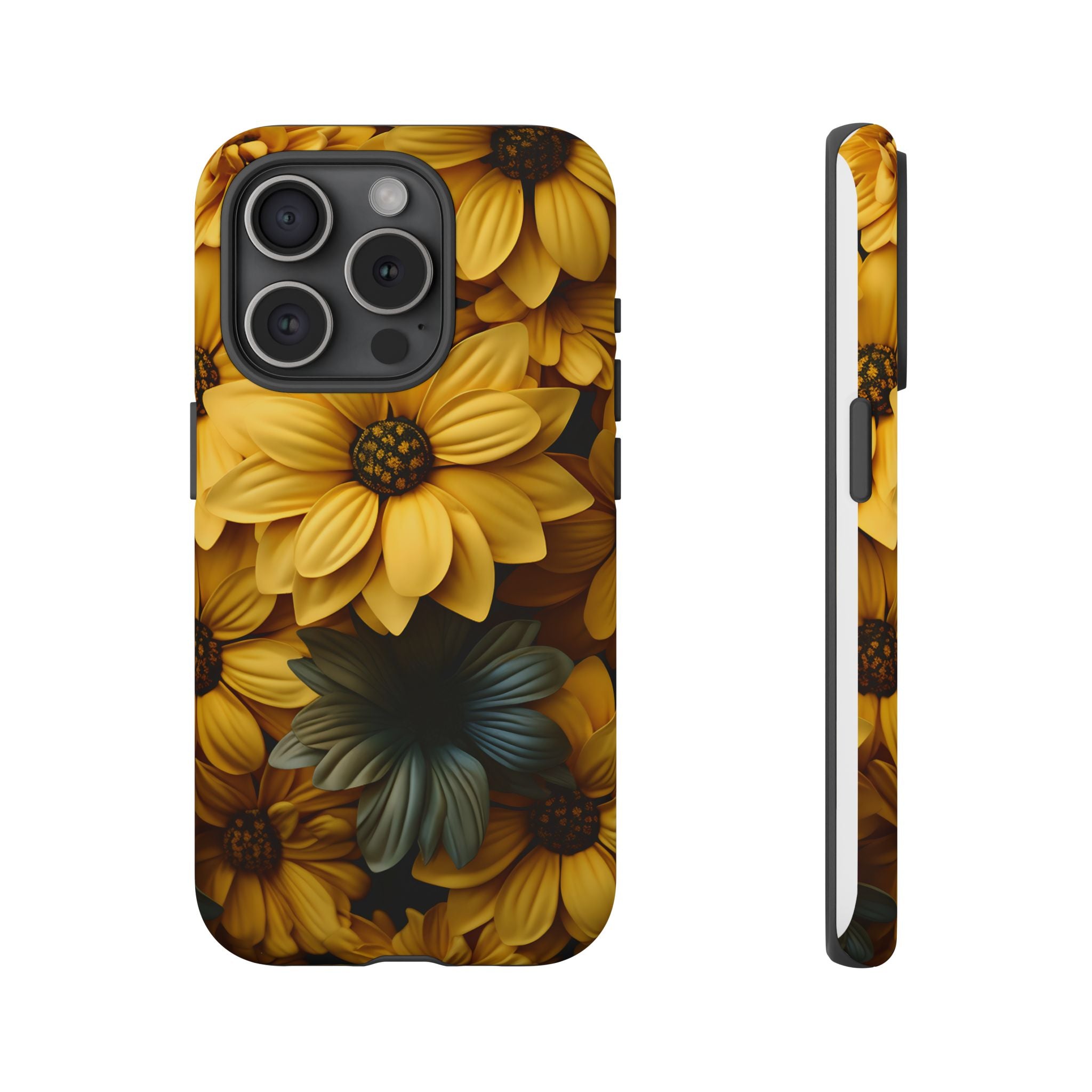 Golden Bloom Hexagon iPhone Case - Rugged Texture