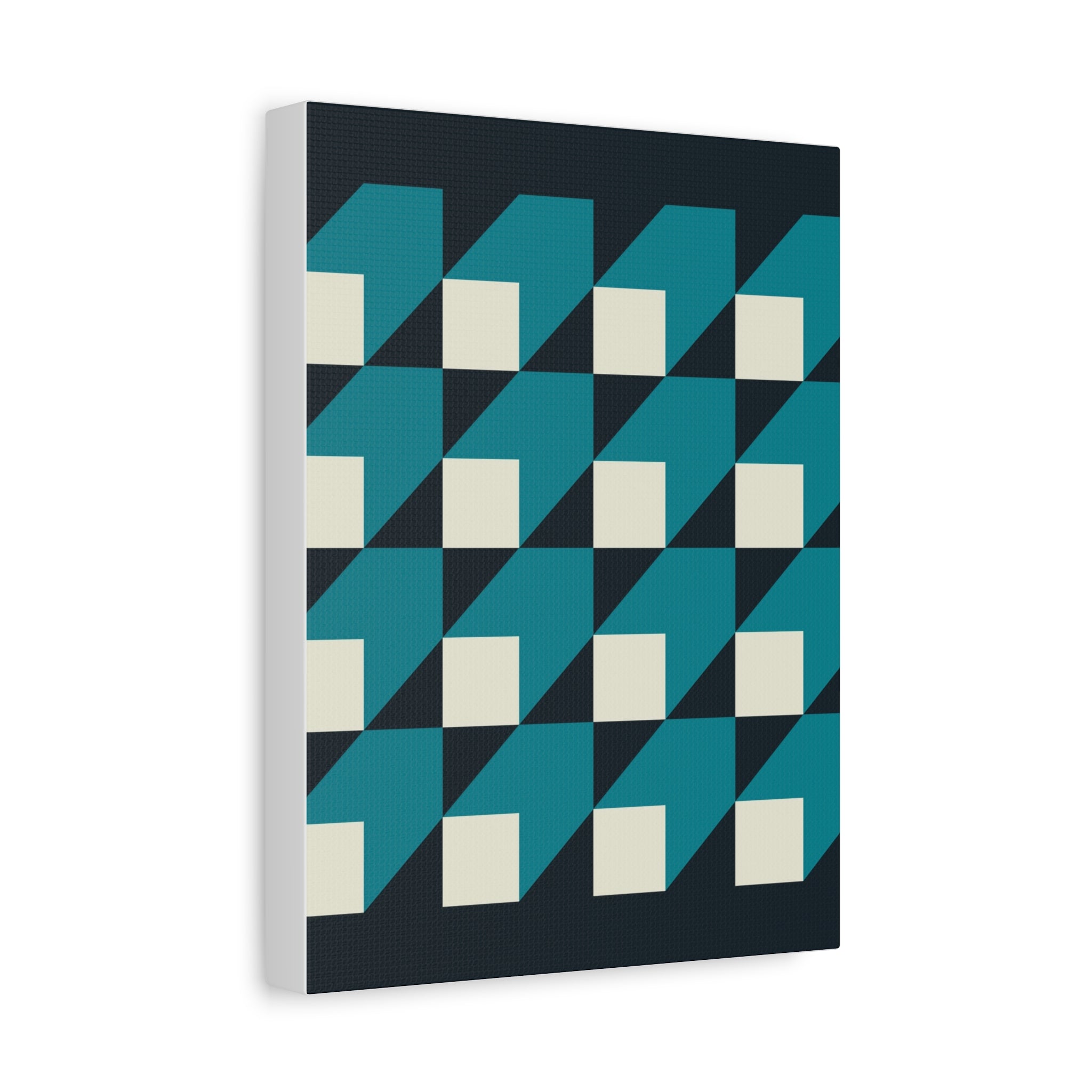 Geometric Teal Abstract Canvas Art