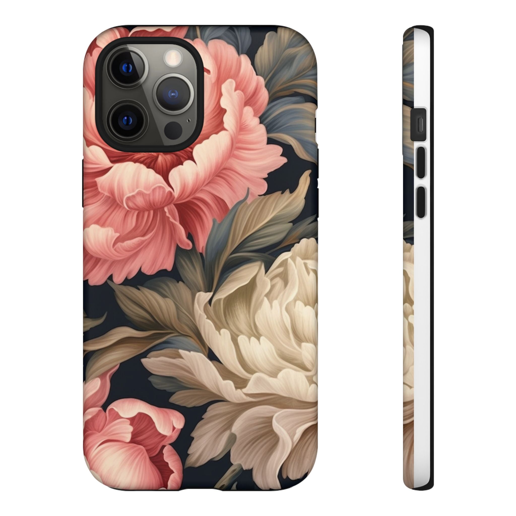 Blush Peony Floral iPhone Case - Hexagon Stone