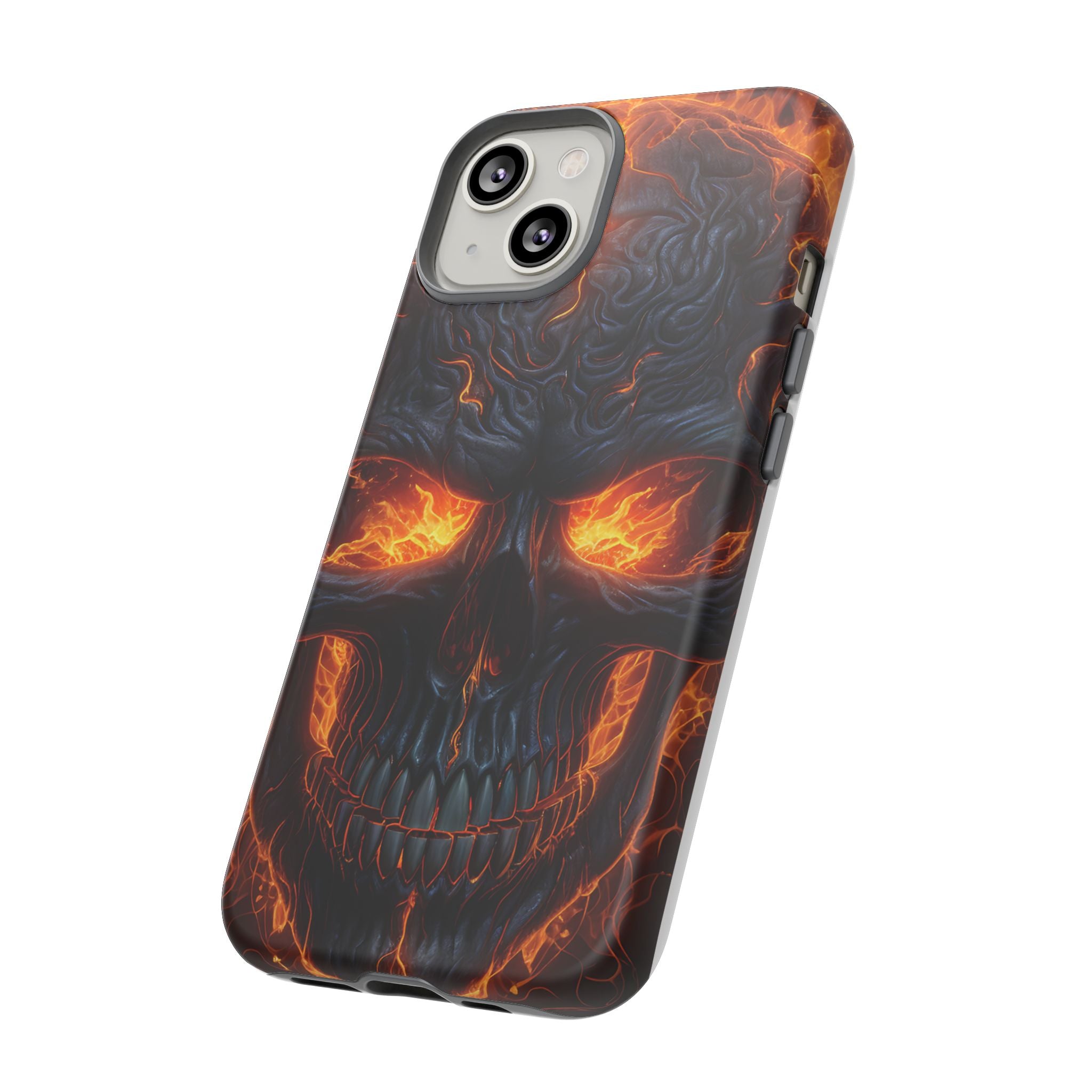 Fiery Skull Hexagon iPhone Case - Rugged Texture