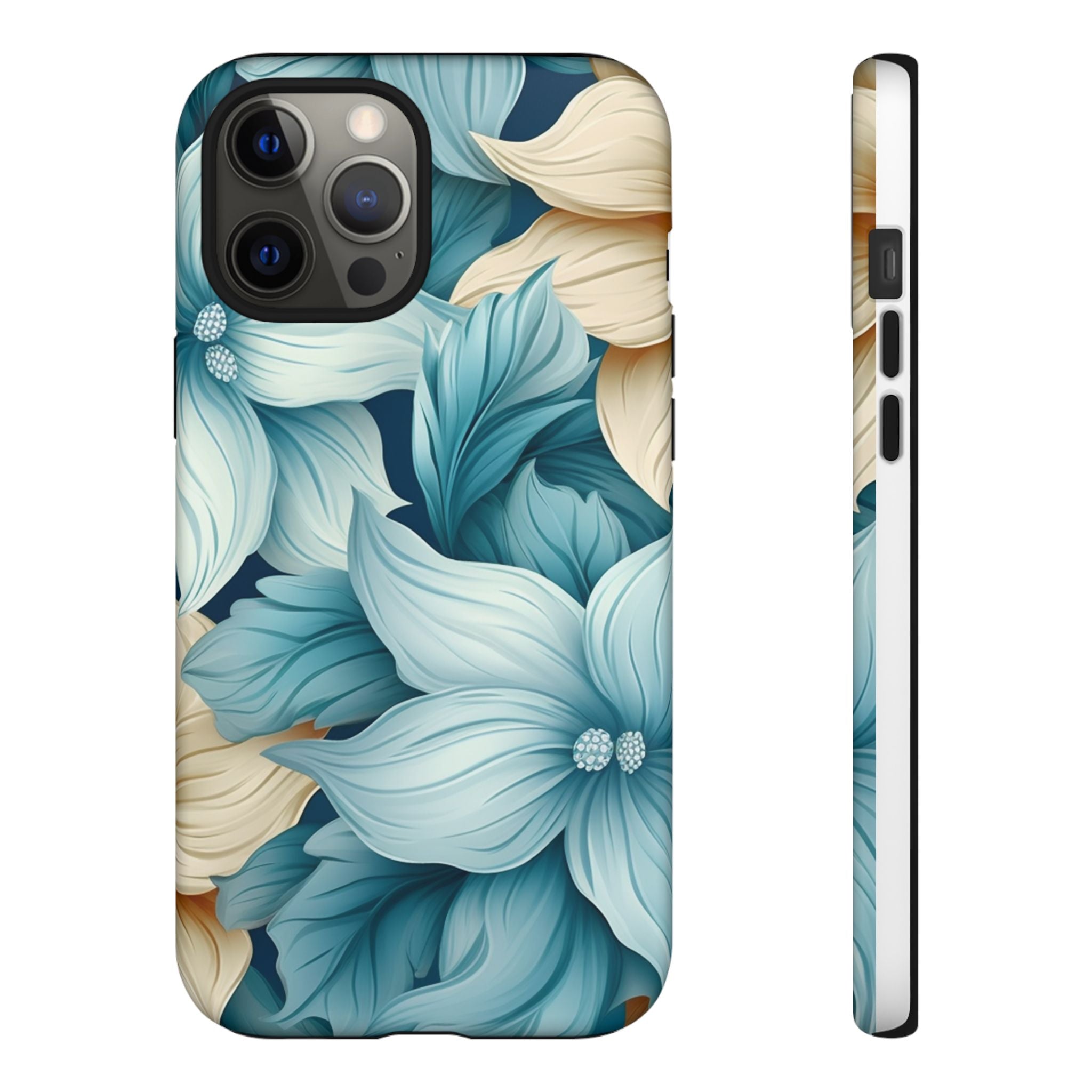 Teal Floral Hexagon iPhone Case - Rugged