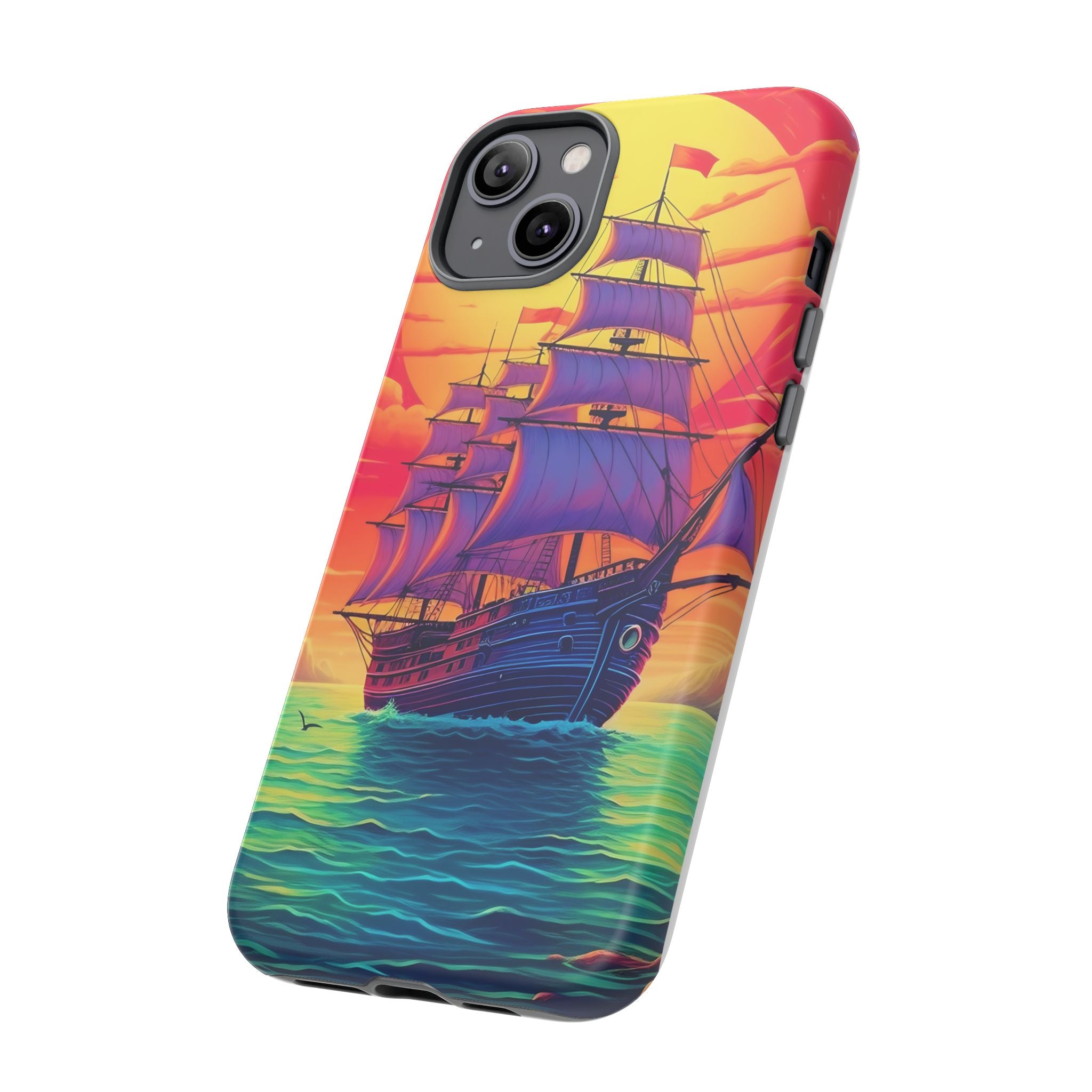 Sunset Galleon Hexagon Stone iPhone Case