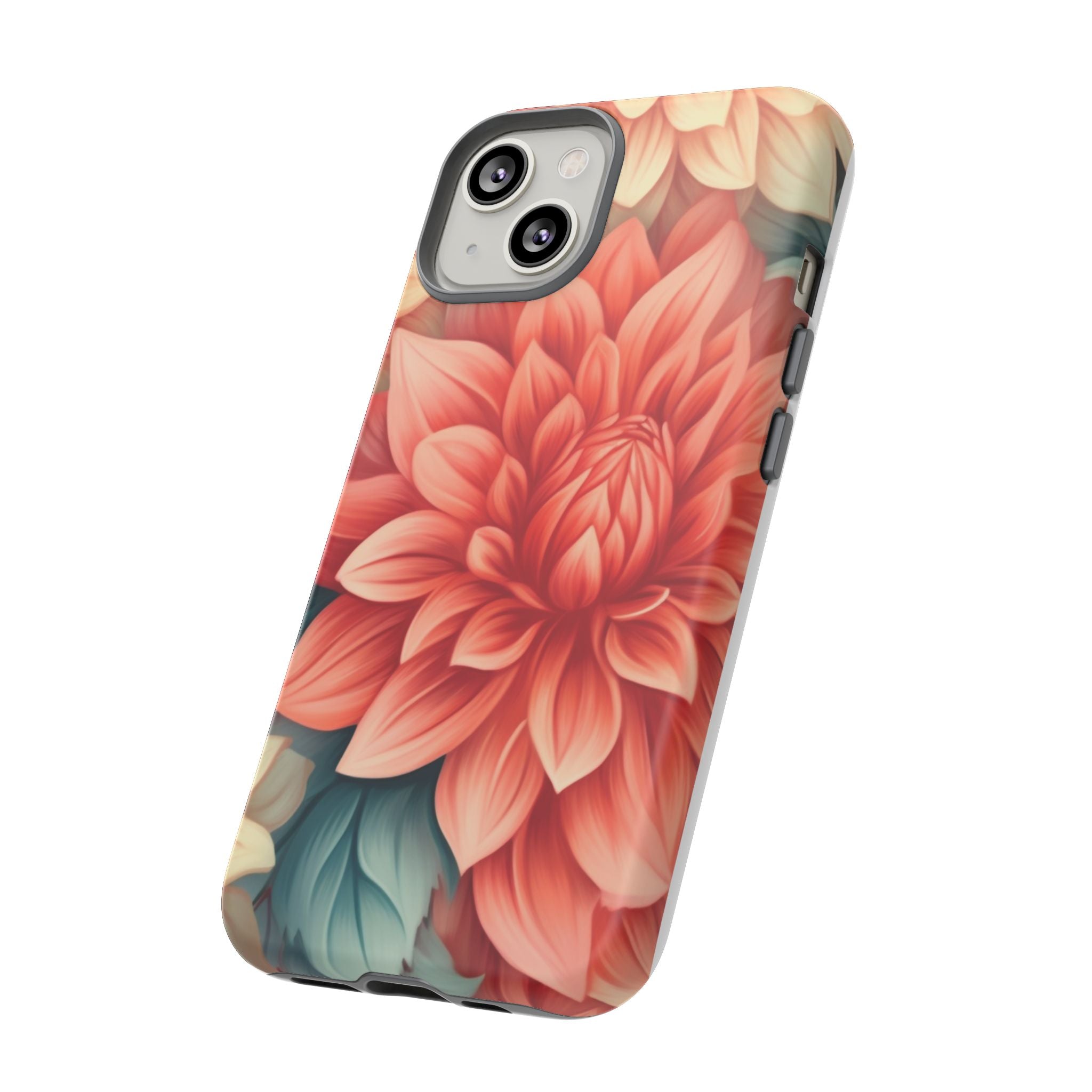 Coral Dahlia Hexagon iPhone Case - Rugged Texture