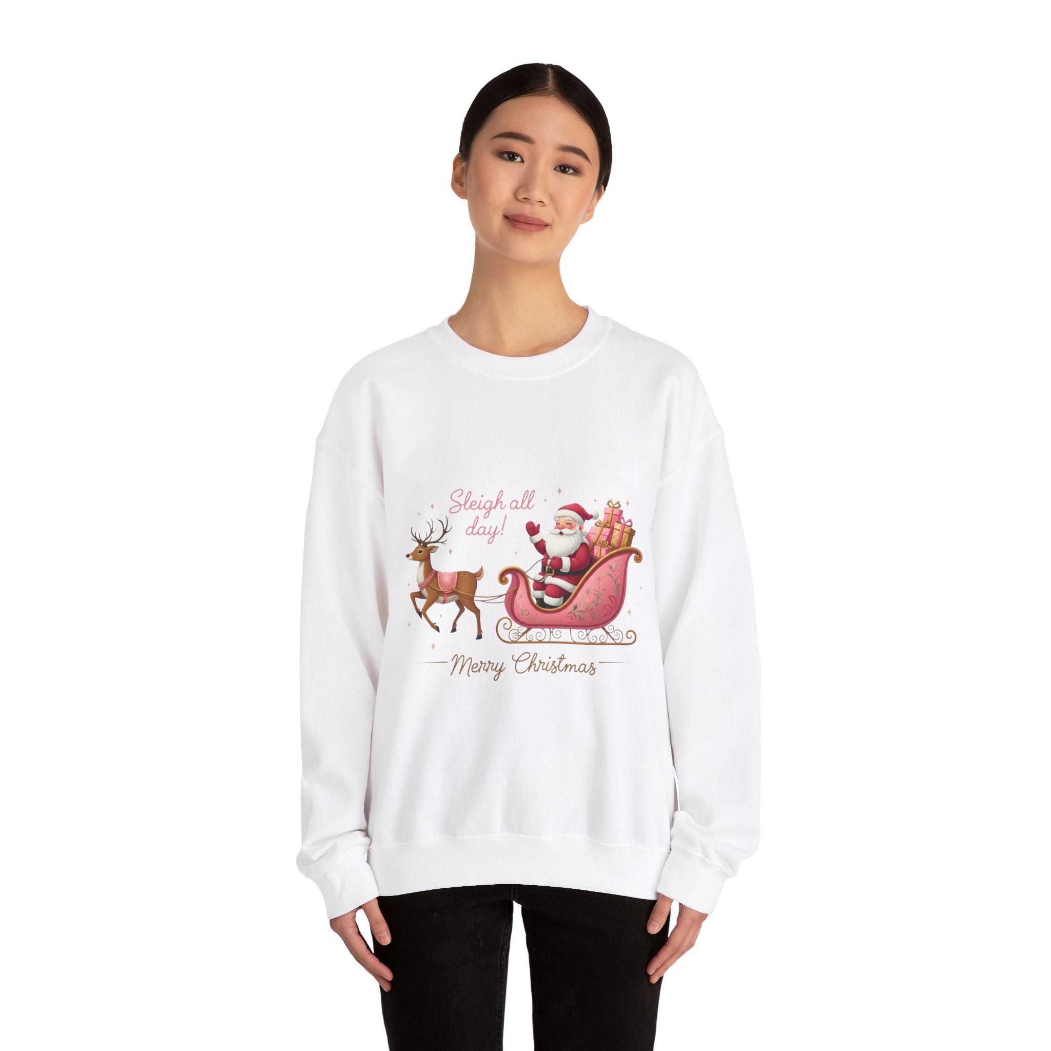 Pink Sleigh Santa Christmas Sweatshirt