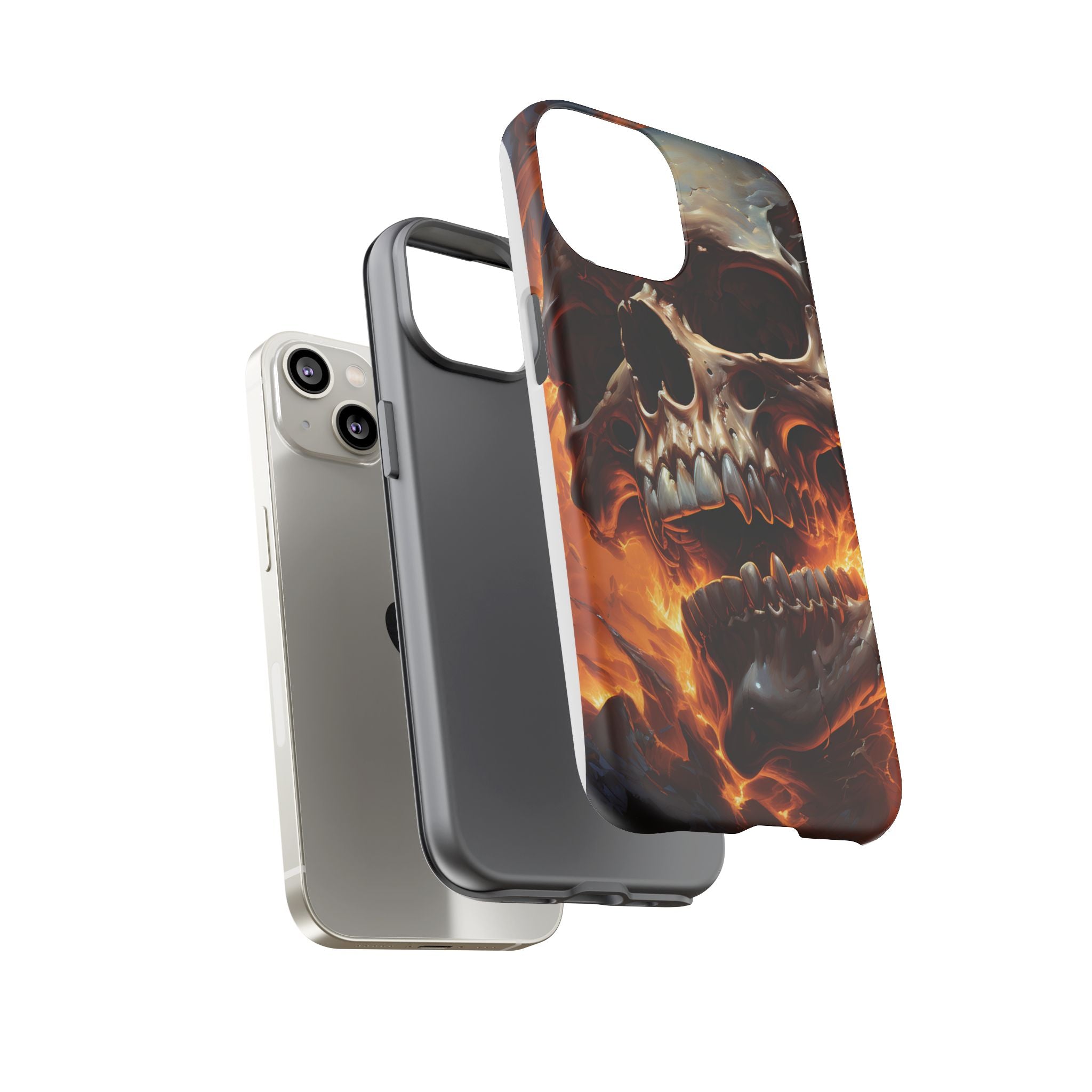 Fiery Skull Hexagon iPhone Case - Rugged