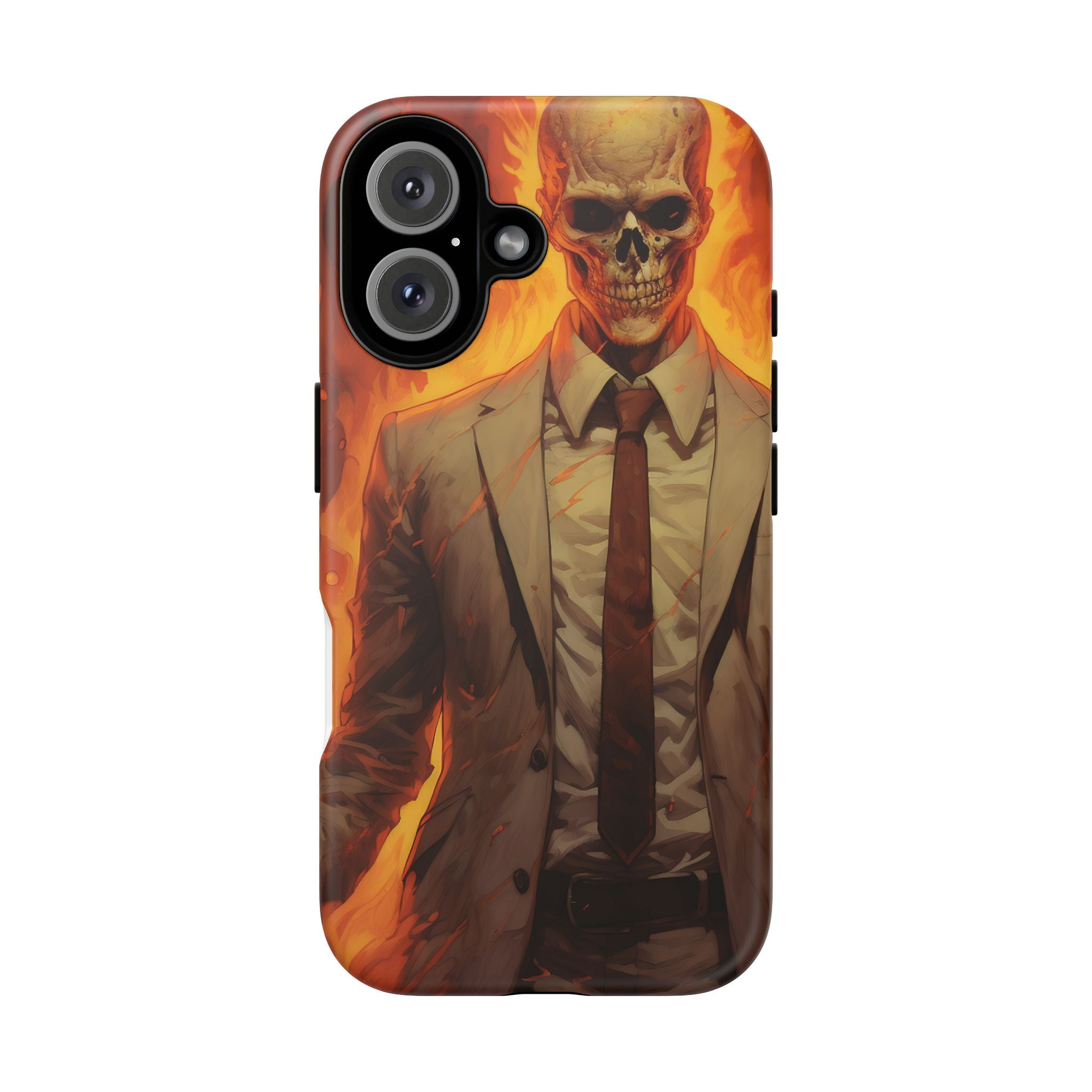 Fiery Skull Man Hexagon Stone iPhone Case