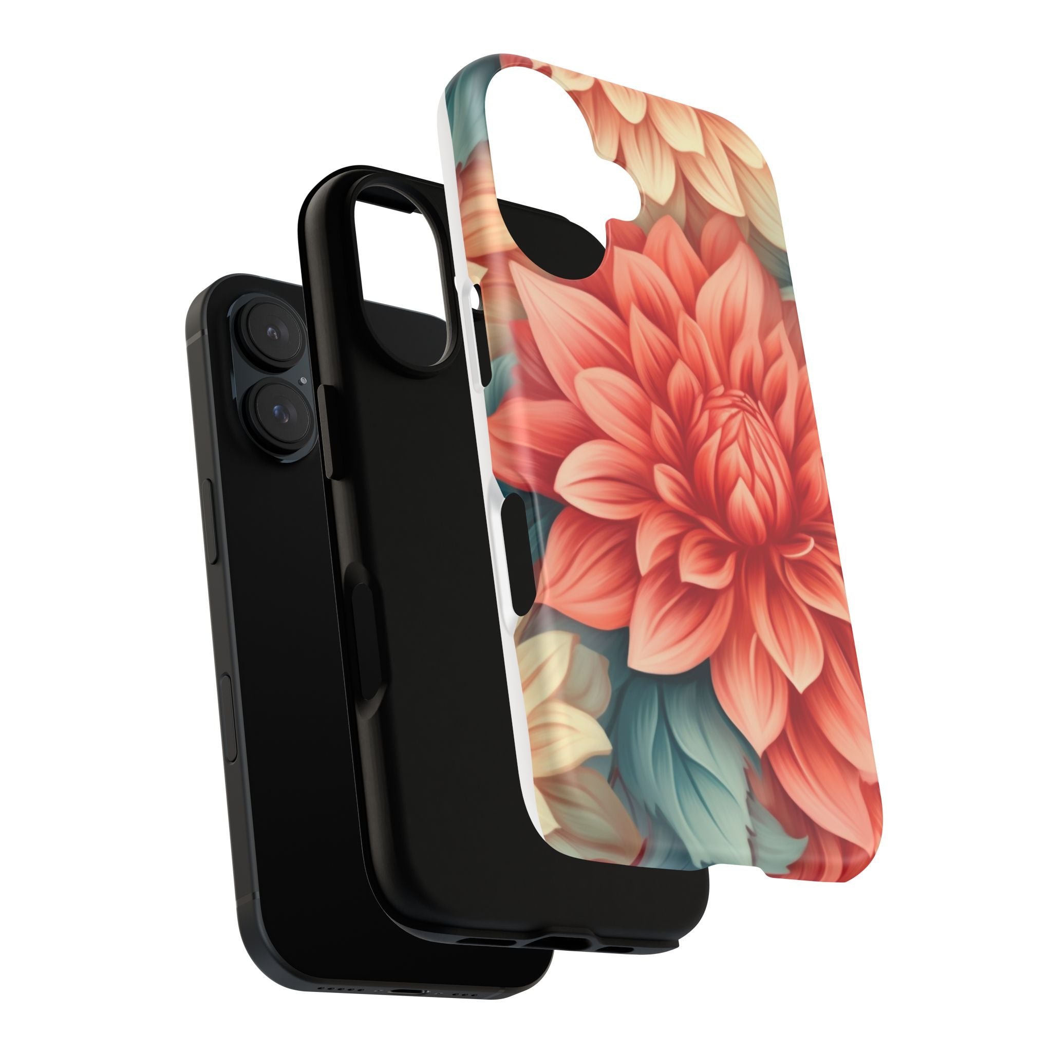 Coral Dahlia Hexagon iPhone Case - Rugged Texture