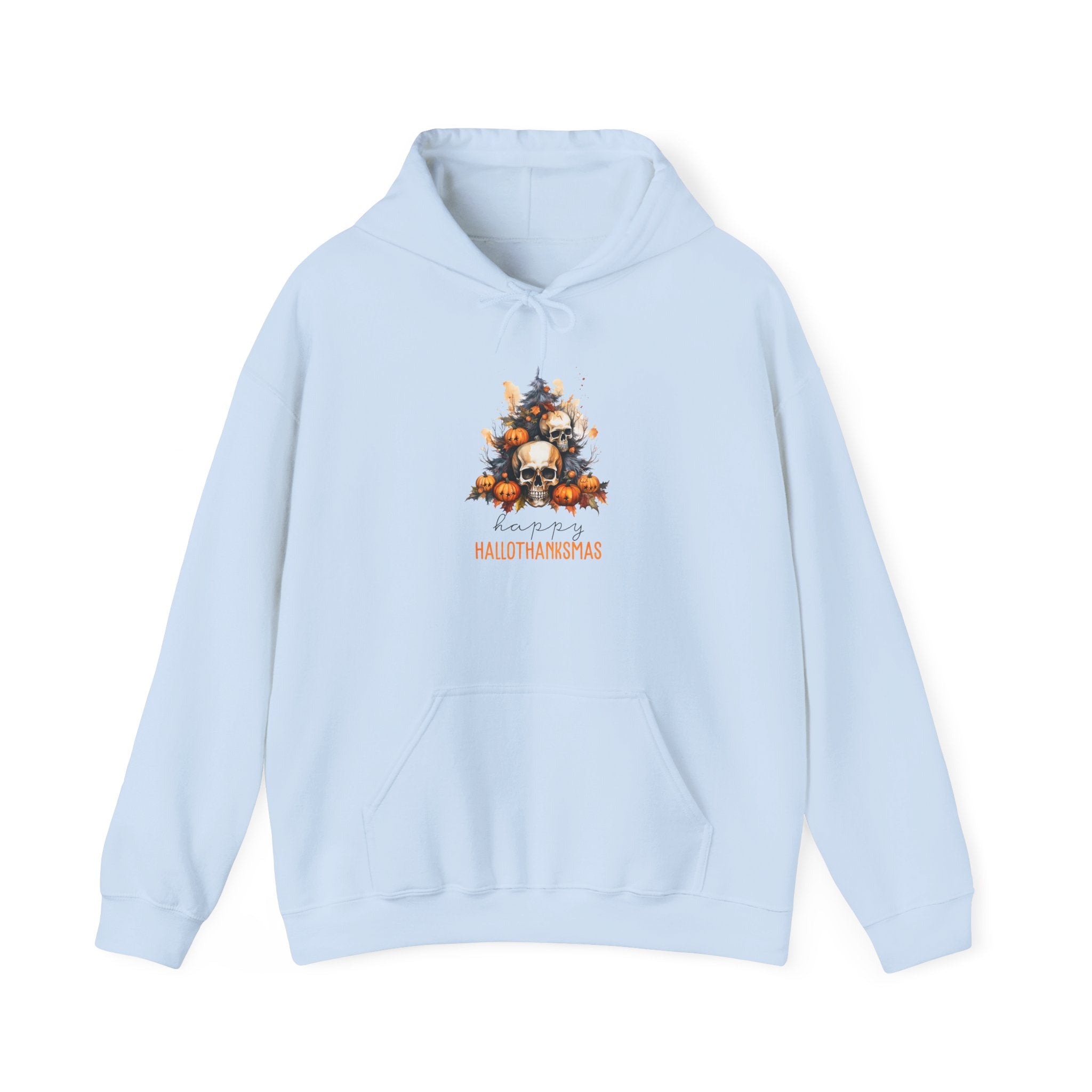 Hallothanksmas Hoodie: Skull & Pumpkins