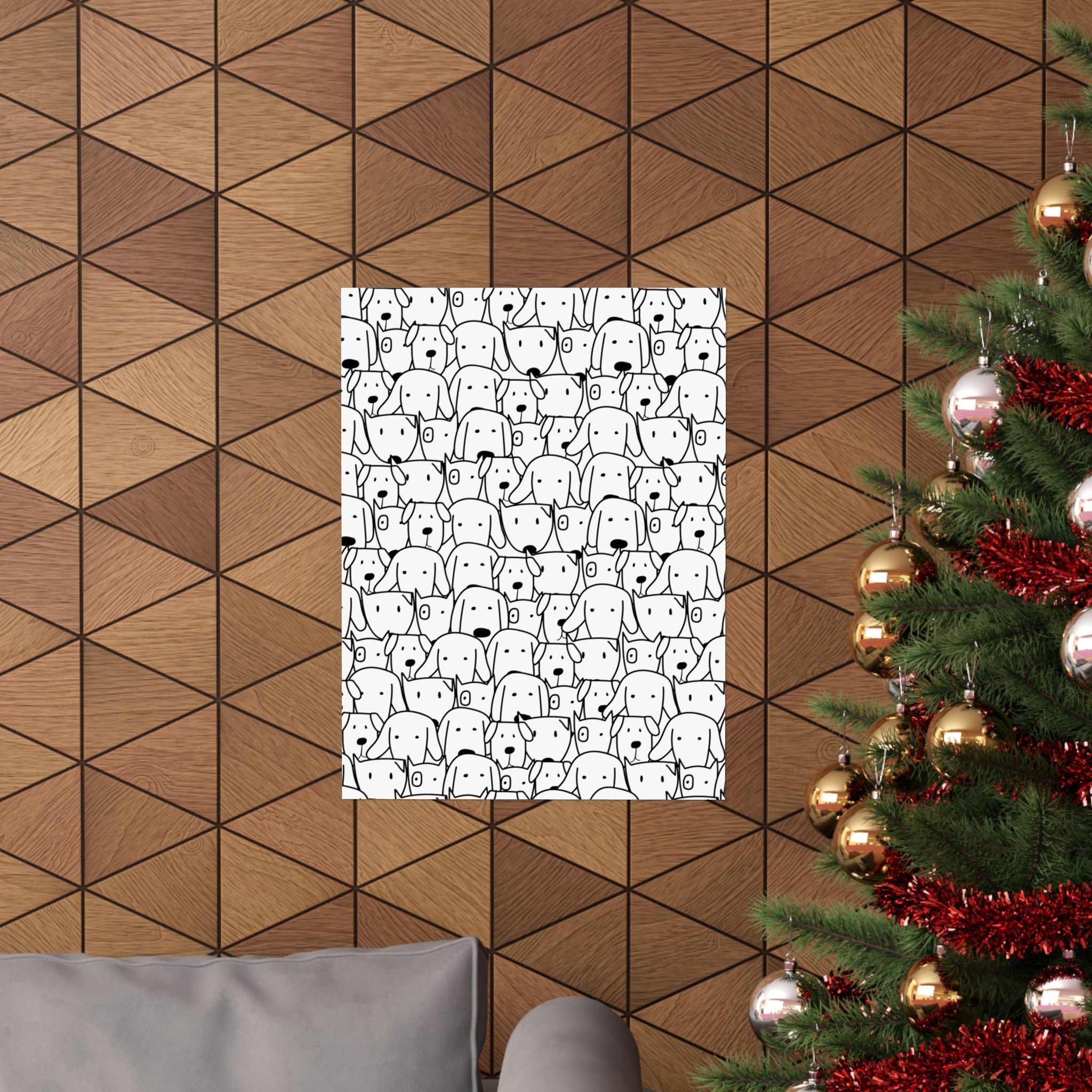 Cute Dog Faces Pattern Poster