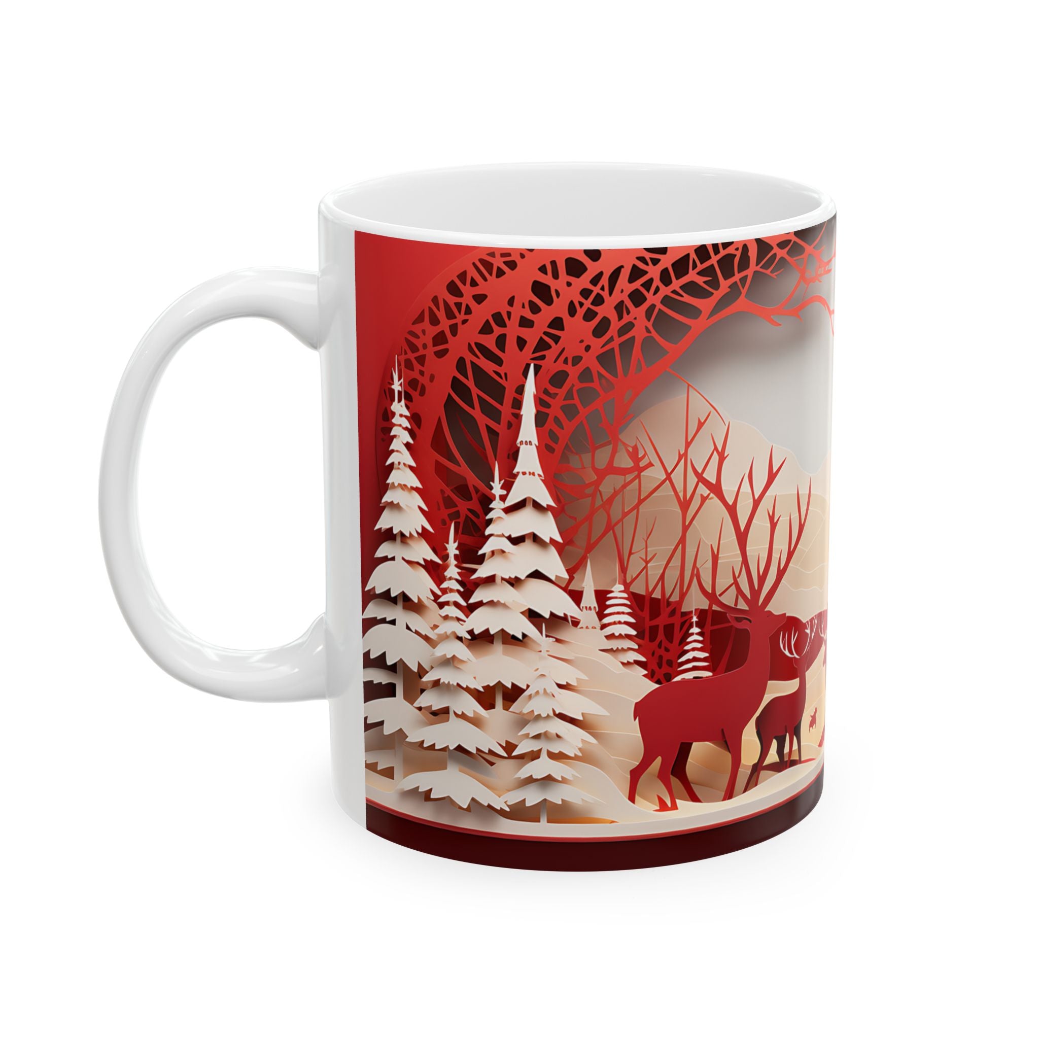 Winter Deer Paper Art Mug