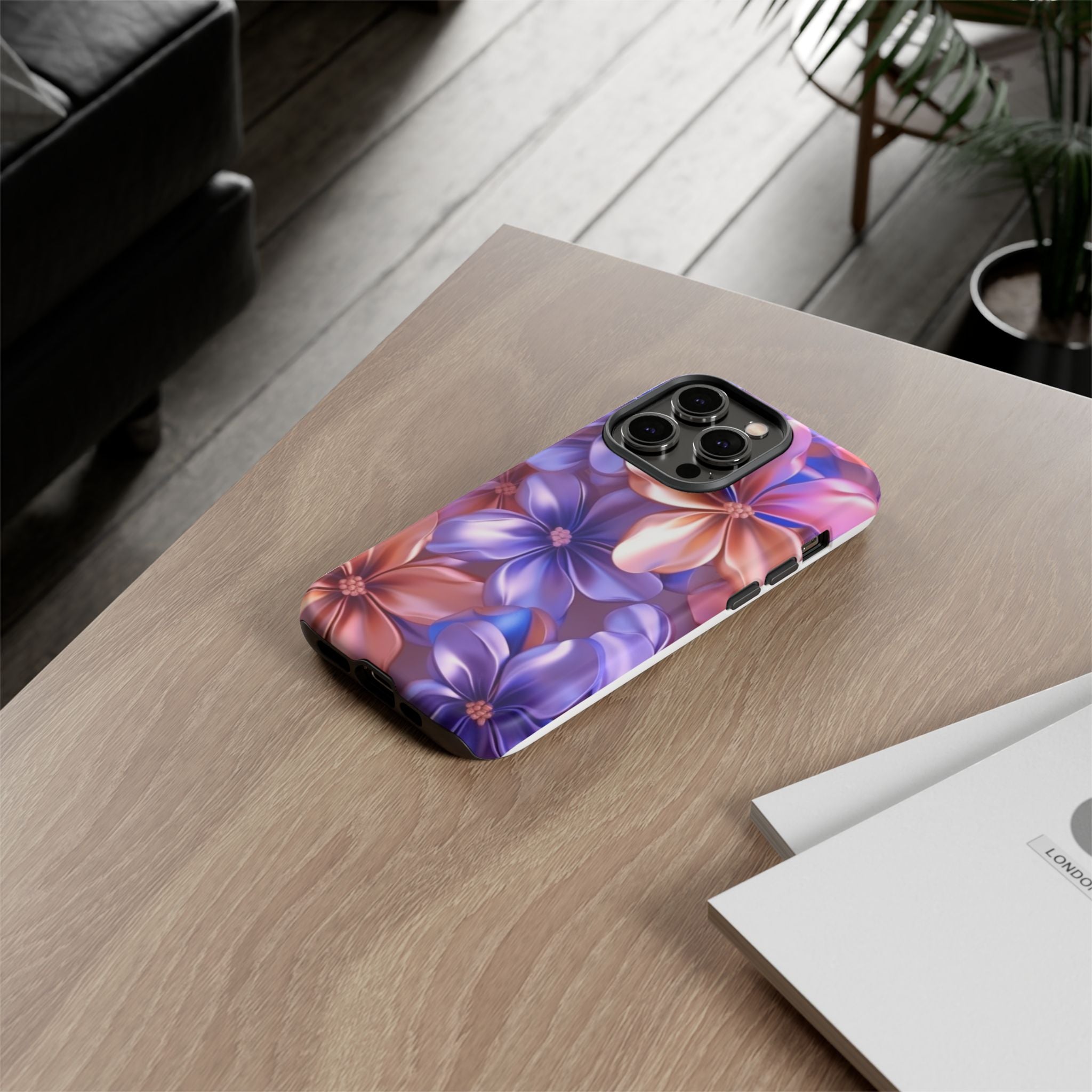 Metallic Flower iPhone Case - Rugged Hexagon Stone