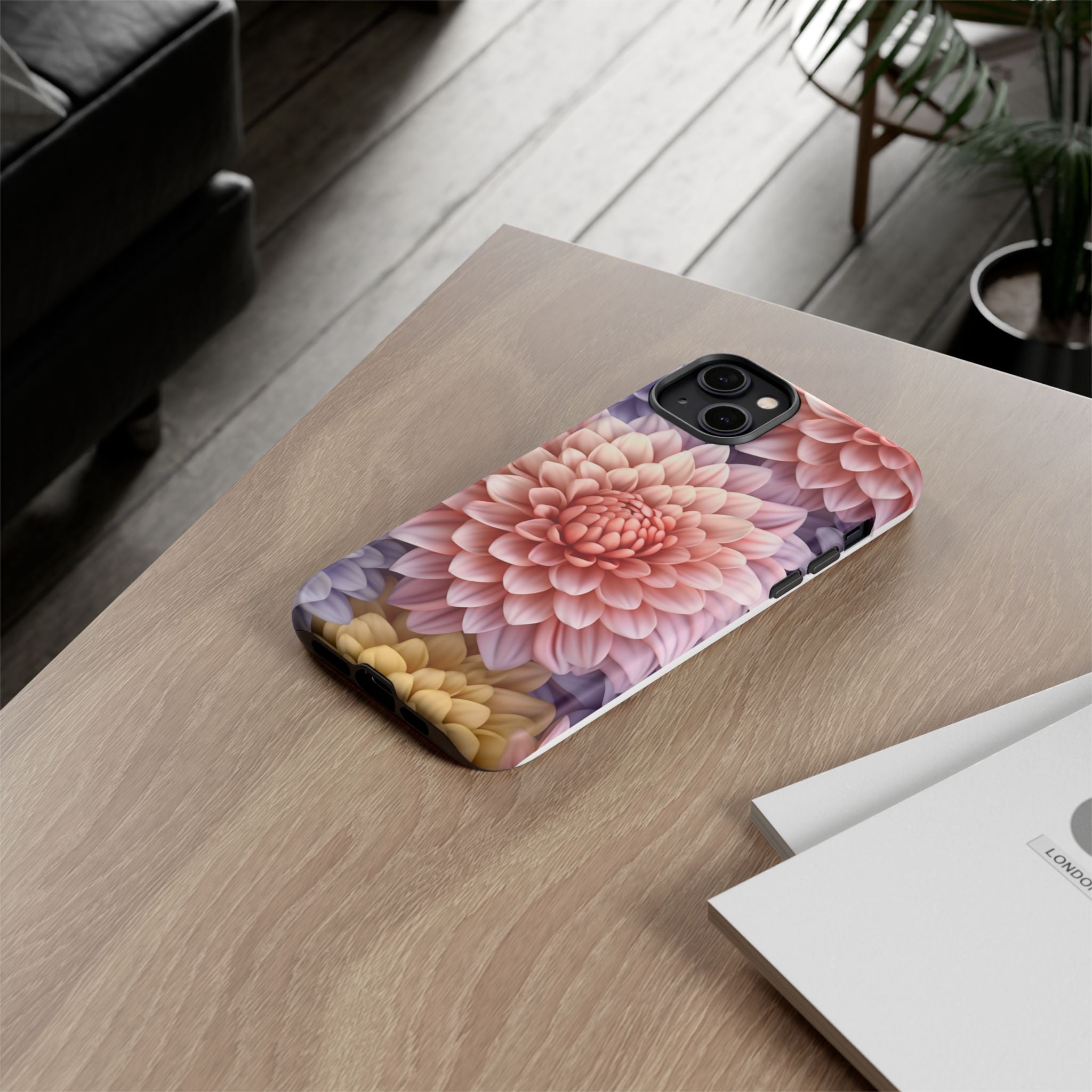 Dahlia Bloom Hexagon Stone iPhone Case