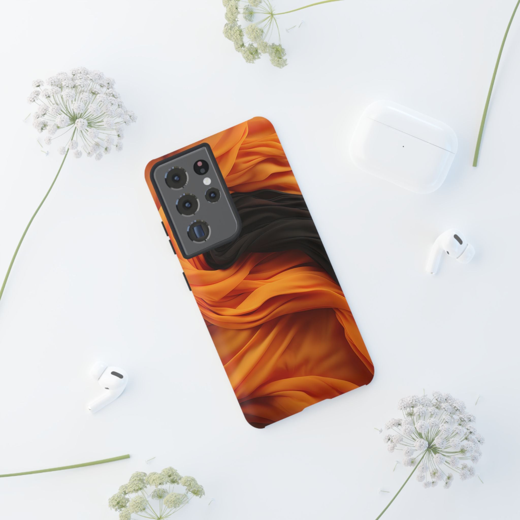 Abstract Orange & Gray Drape Samsung Case