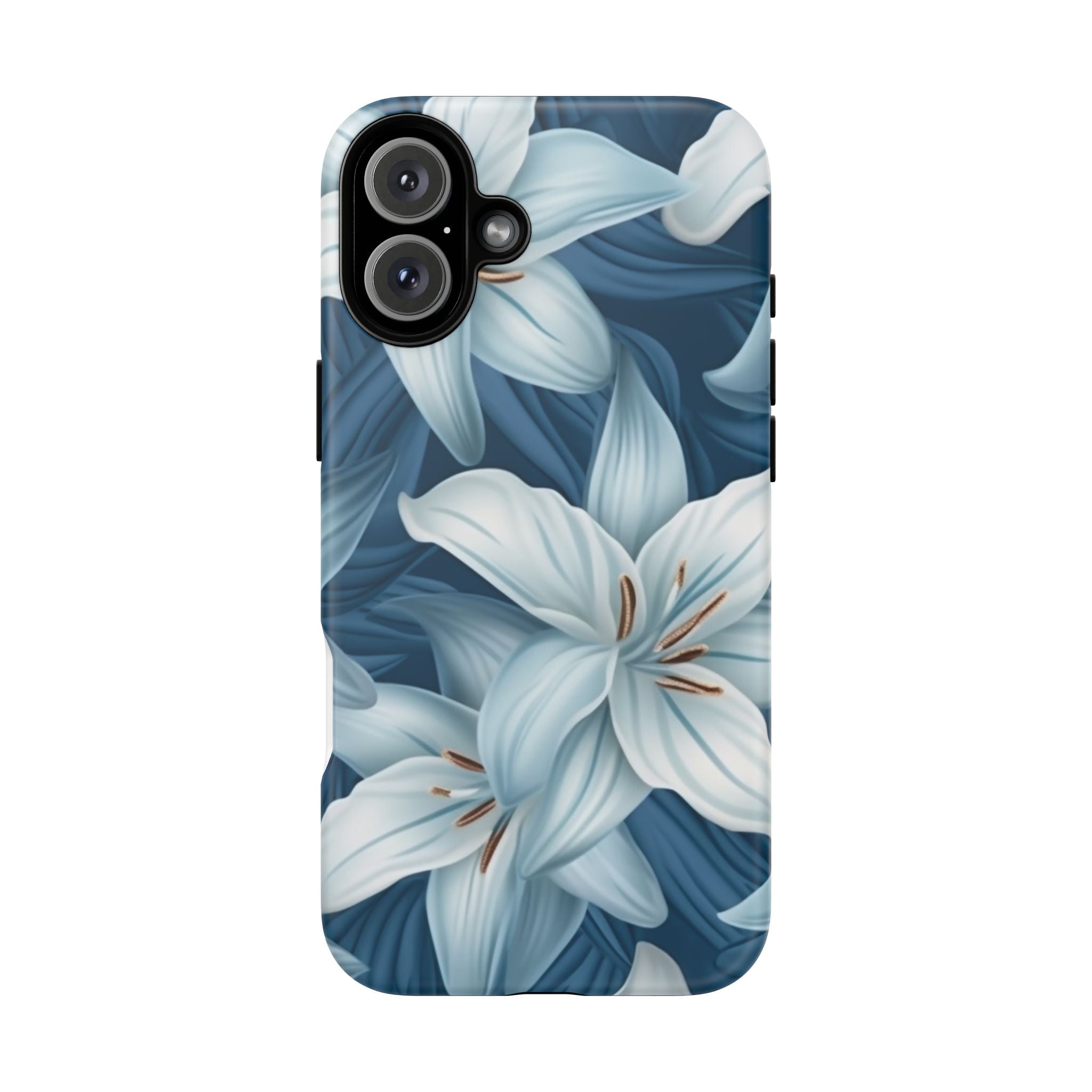 Pastel Blue Lily iPhone Case - Hexagon Stone