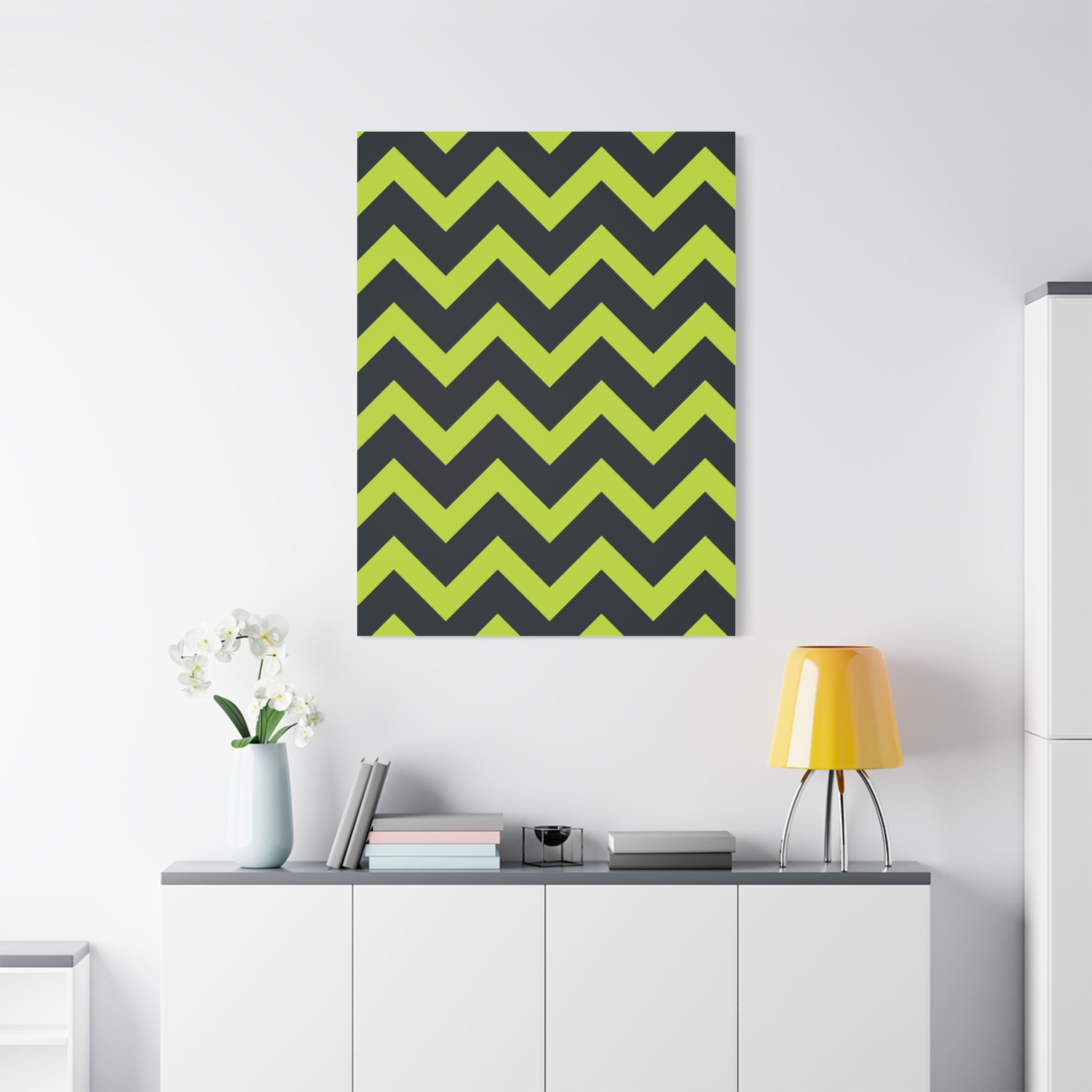 Lime & Forest Green Zigzag Canvas Art