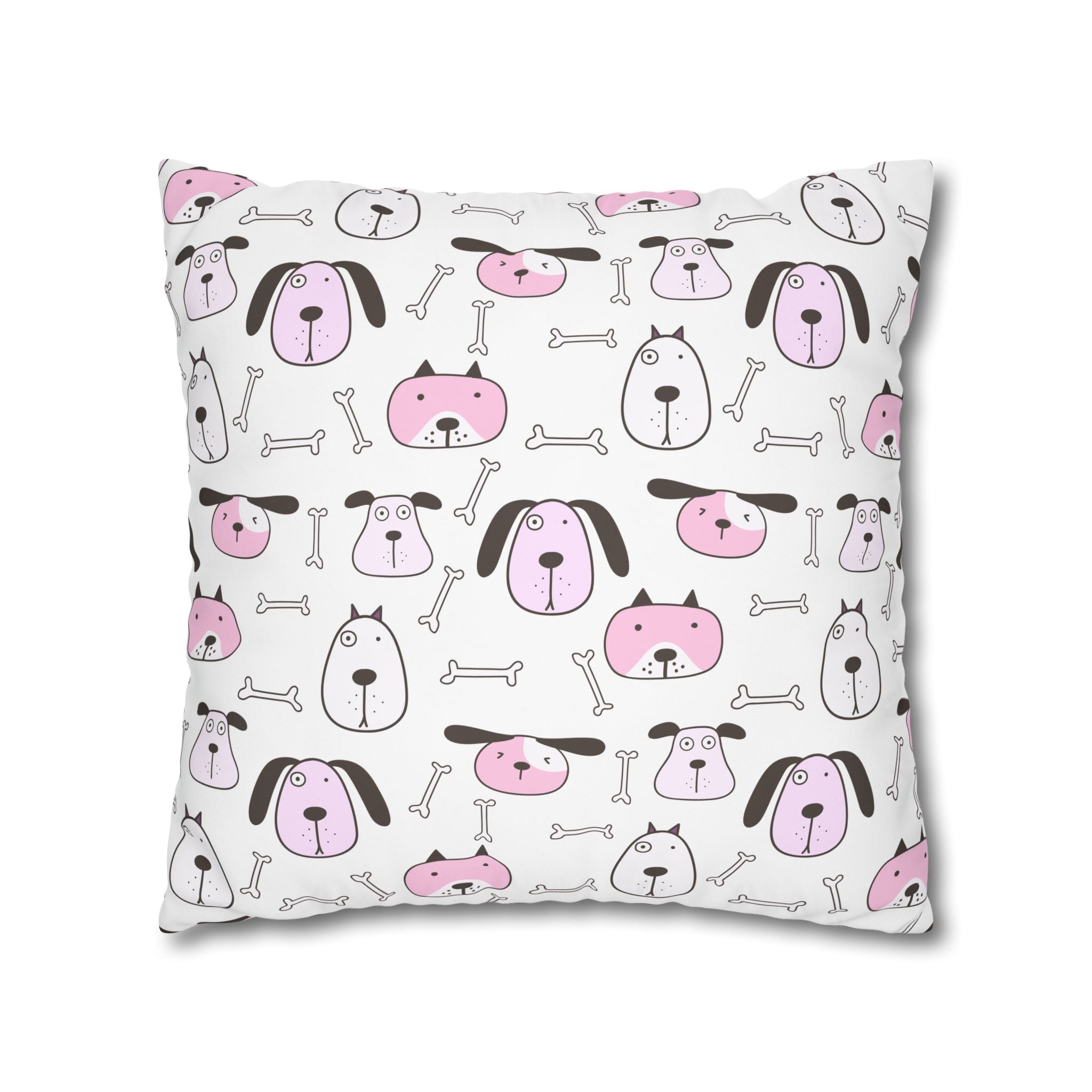 Cute Dog Bone Pillowcase - Pink & White