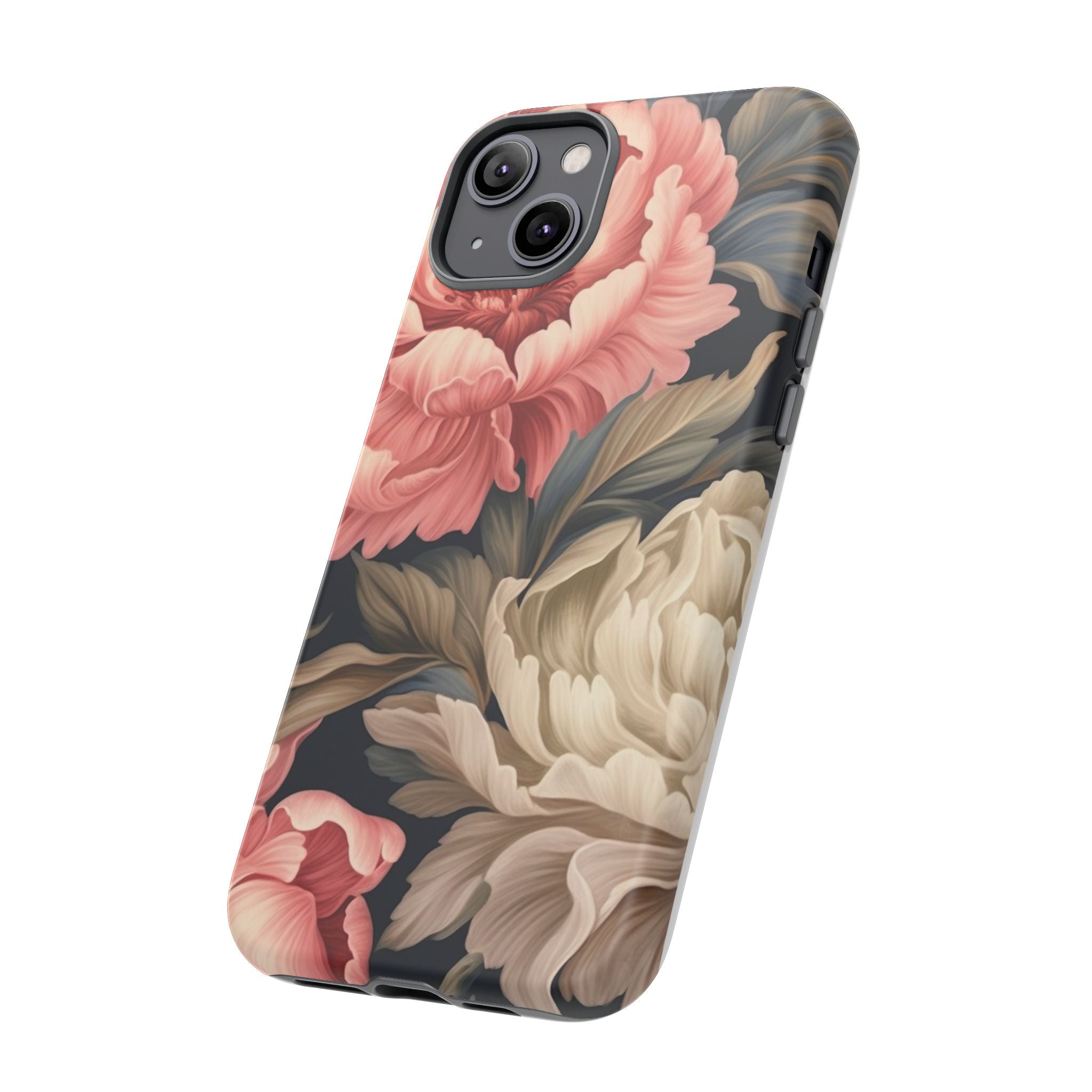 Blush Peony Floral iPhone Case - Hexagon Stone