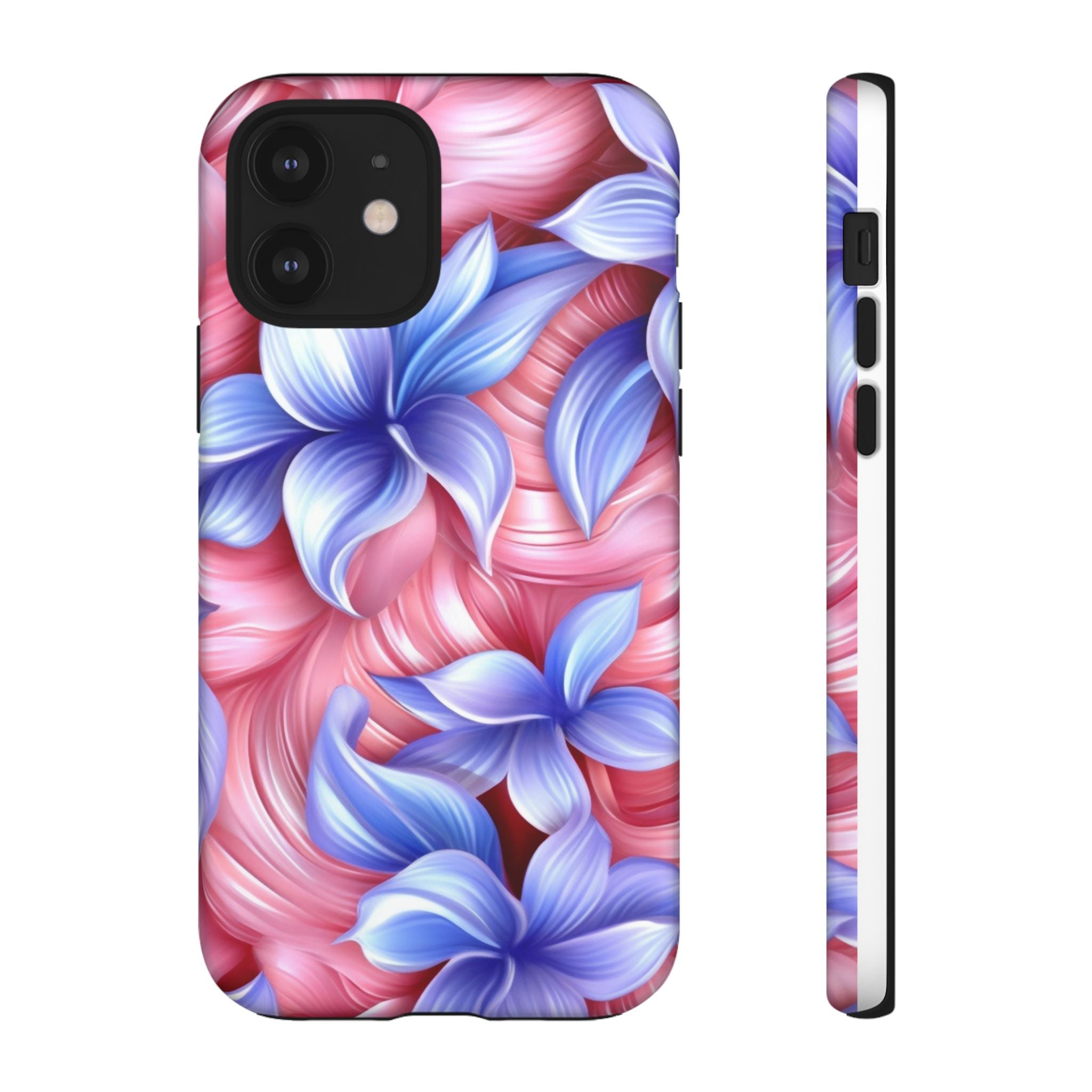 Dreamy Pink & Blue Floral iPhone Case - Hexagon Stone