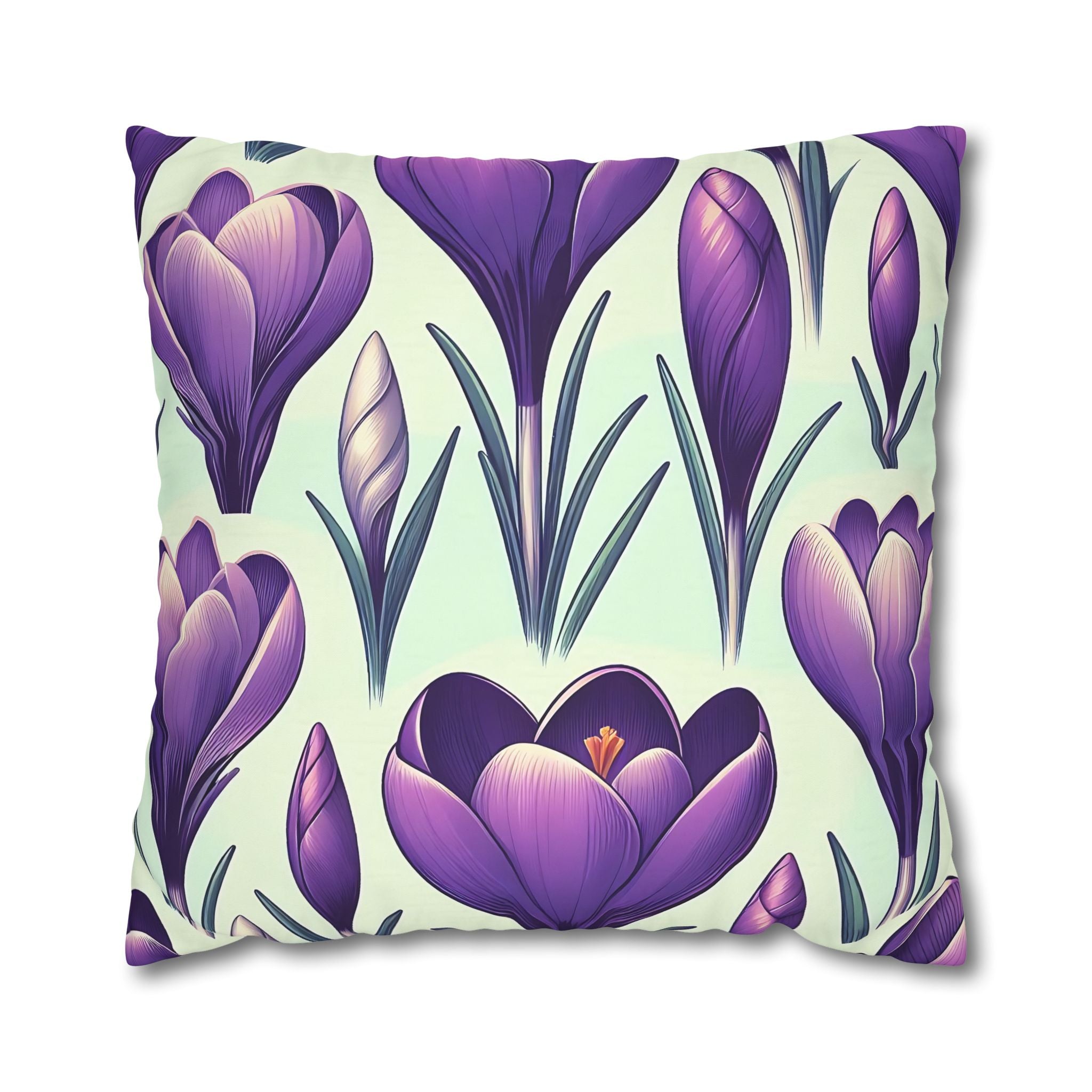 Purple Crocus Floral Pillowcase