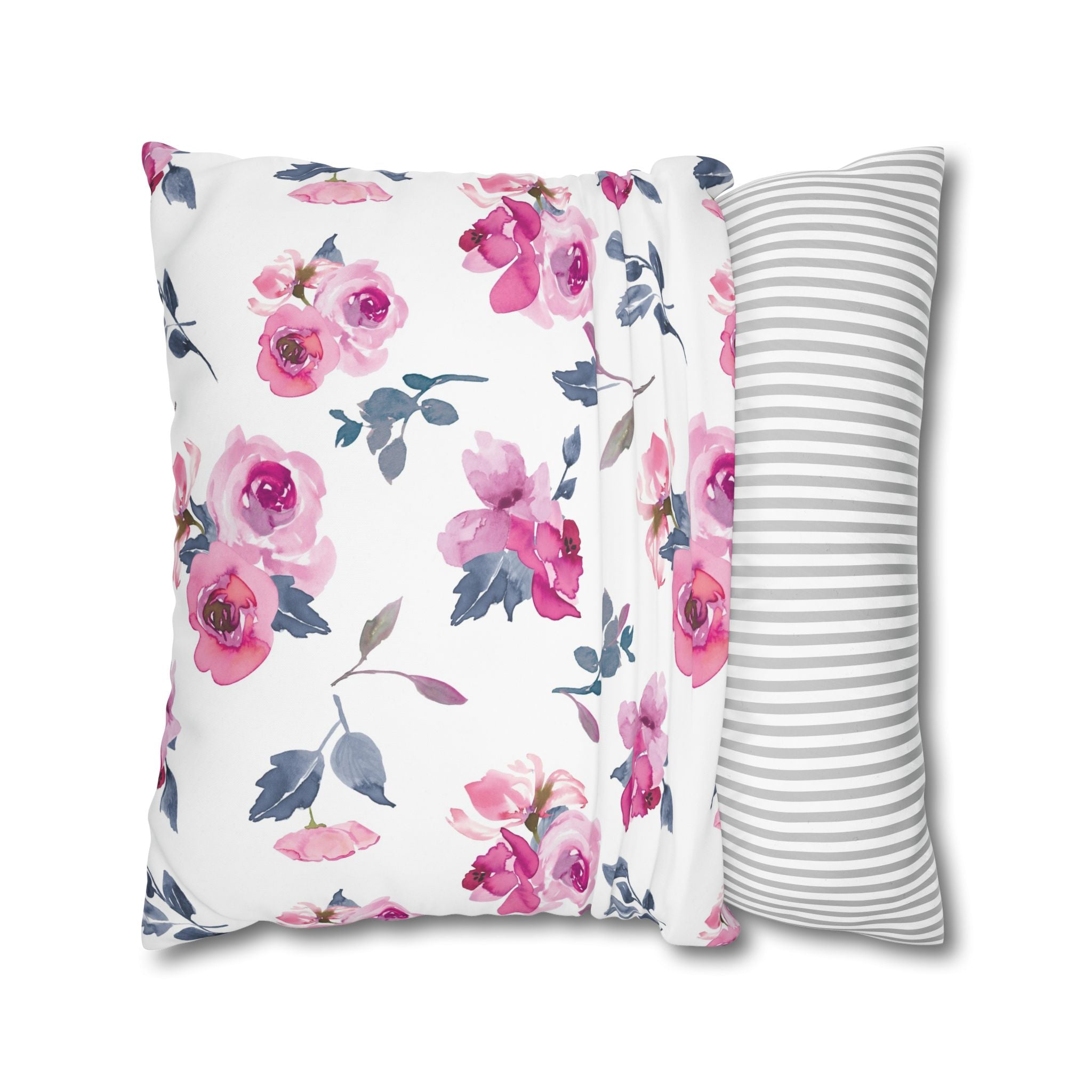 Pink Rose Watercolor Pillowcase