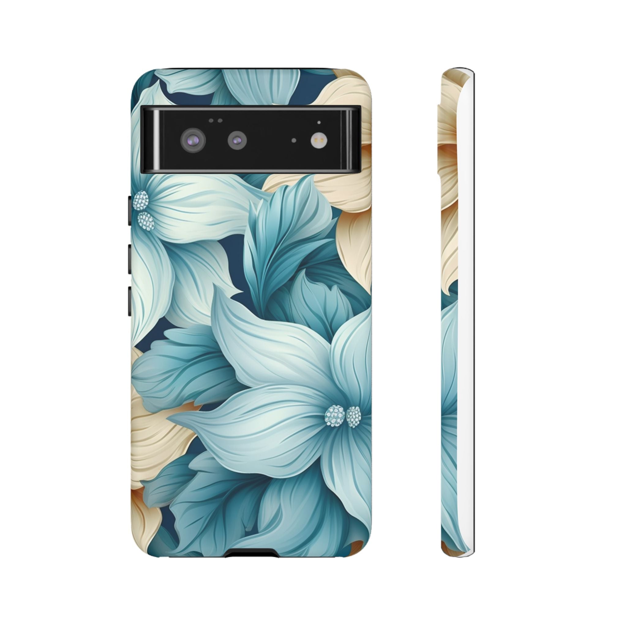 Teal Floral Google Pixel Case (All Models) - Elegant Design