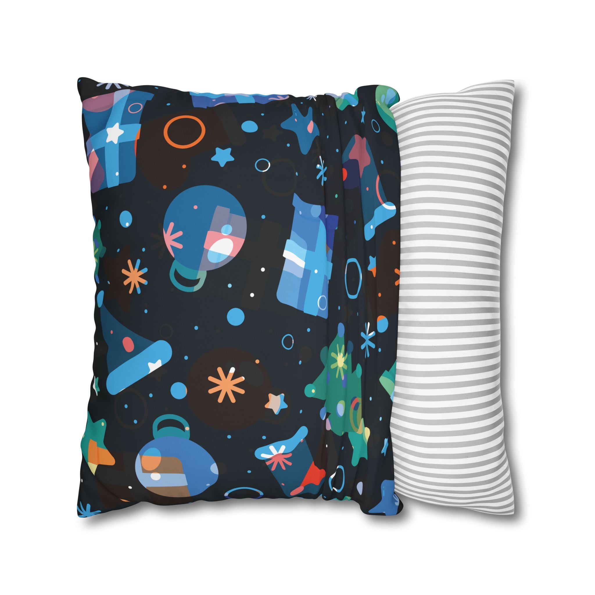 Navy Blue Christmas Pillowcase - Festive Minimalist Design