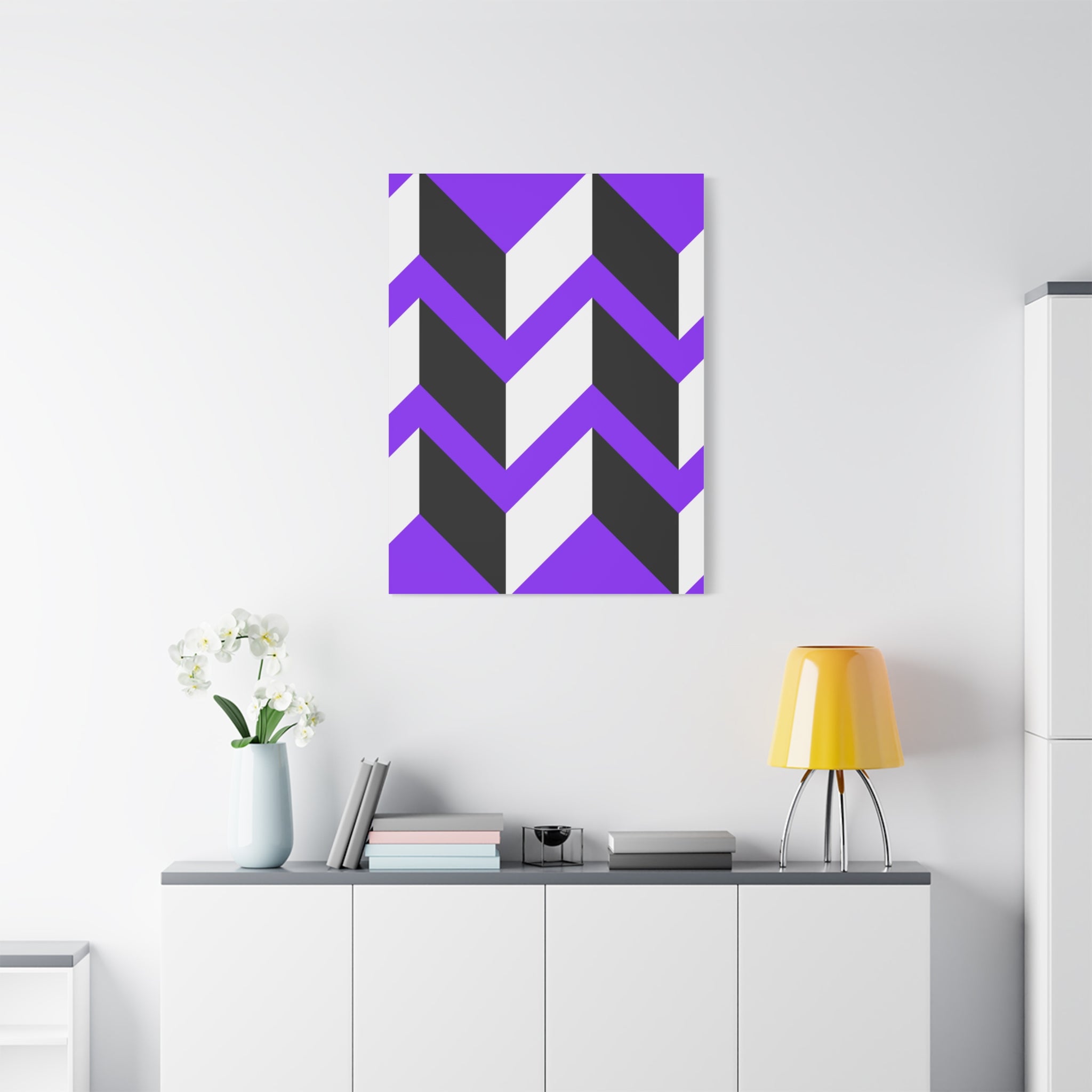 Purple Geometric Wave Canvas Art